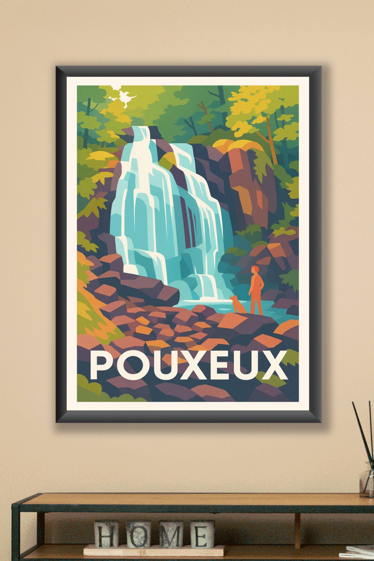 Affiche Pouxueux — La cascade naturelle en pleine nature · poster d'art de Pouxueux