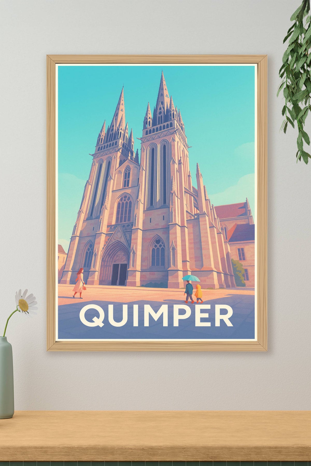 Affiche Quimper — L'élégance gothique au cœur de la Bretagne · poster d'art de Quimper