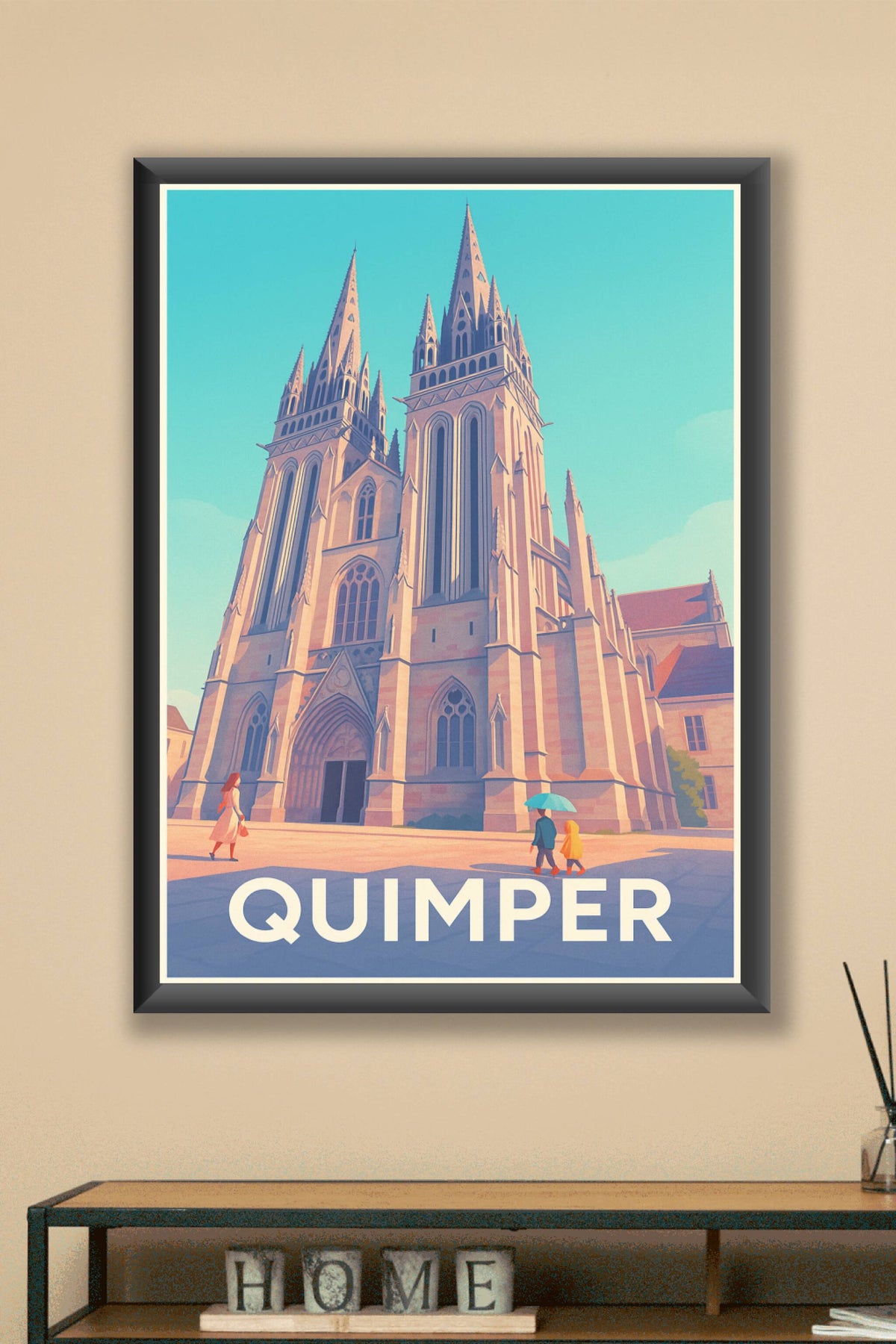 Affiche Quimper — L'élégance gothique au cœur de la Bretagne · poster d'art de Quimper