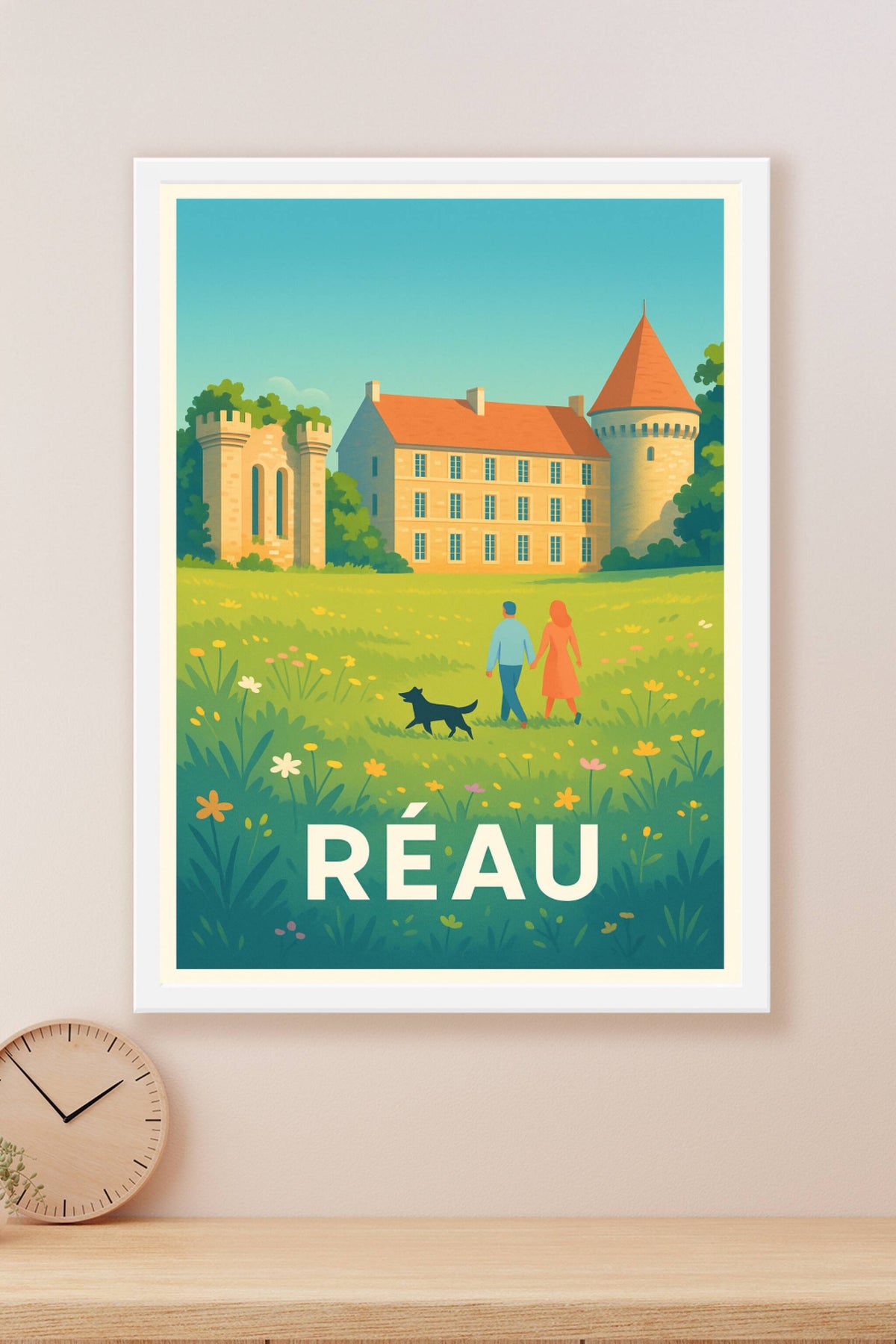 Affiche Réau — Promenade champêtre au château · poster d'art de Réau
