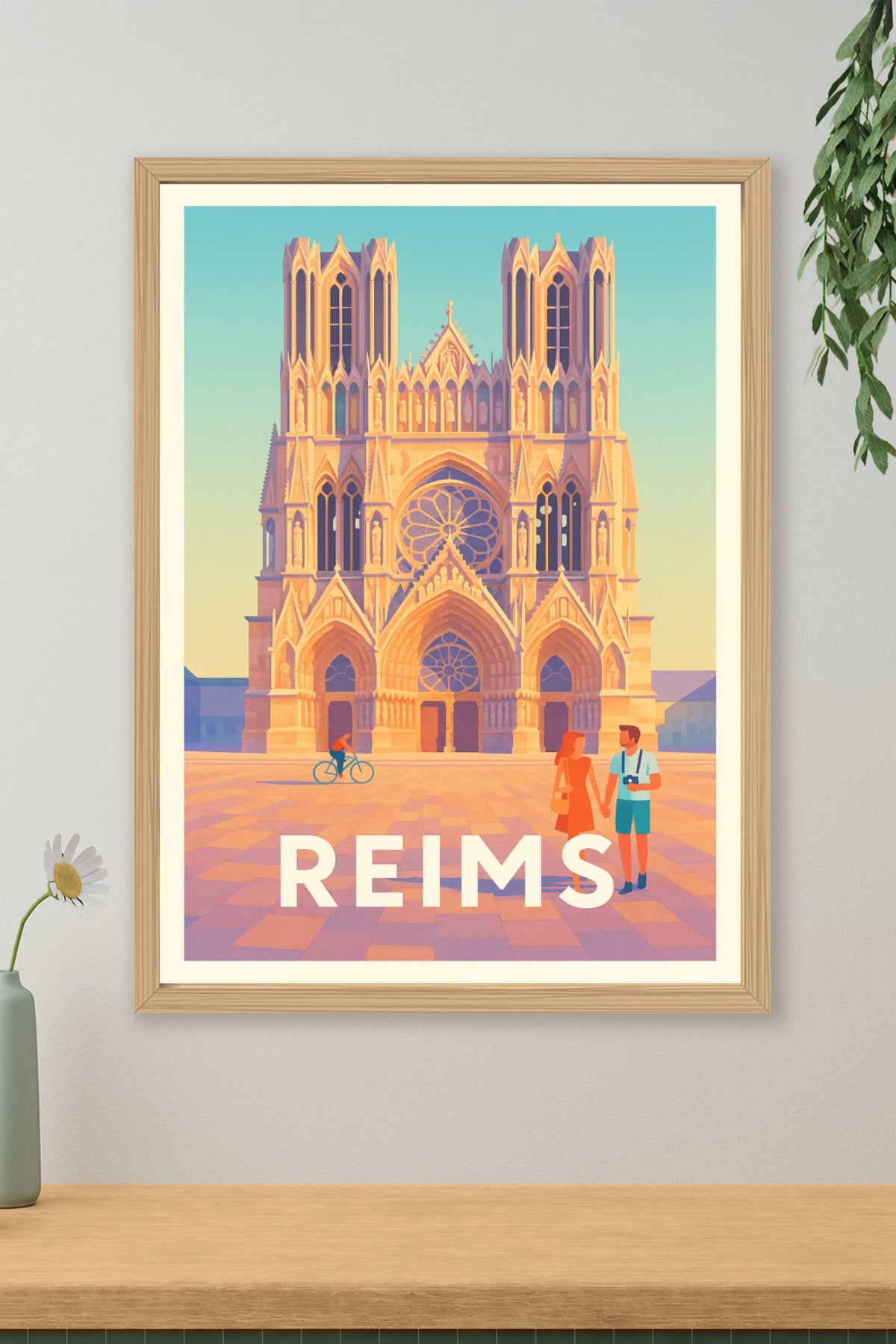 Affiche Reims — Charme et lumière de la cathédrale gothique · poster d'art de Reims
