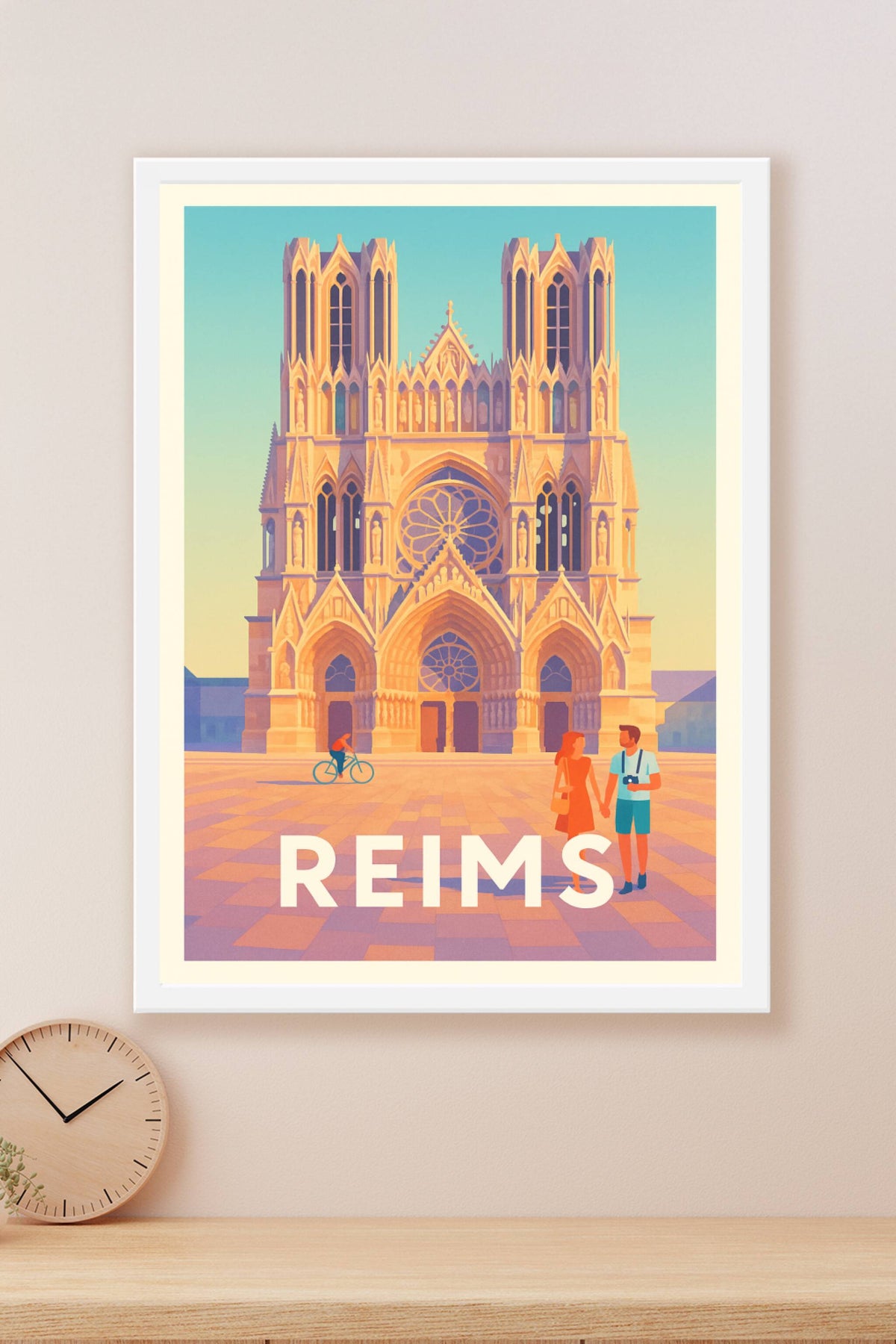 Affiche Reims — Charme et lumière de la cathédrale gothique · poster d'art de Reims