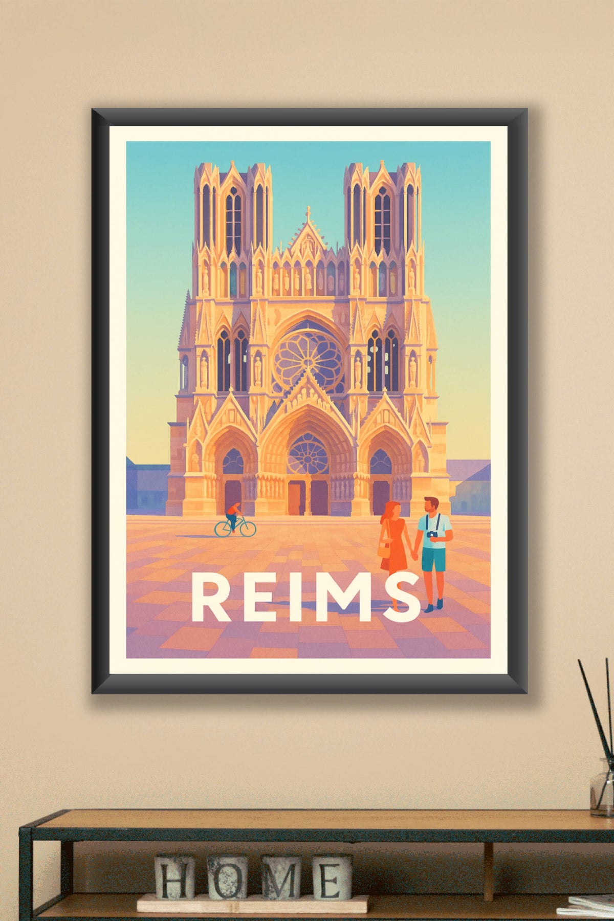 Affiche Reims — Charme et lumière de la cathédrale gothique · poster d'art de Reims