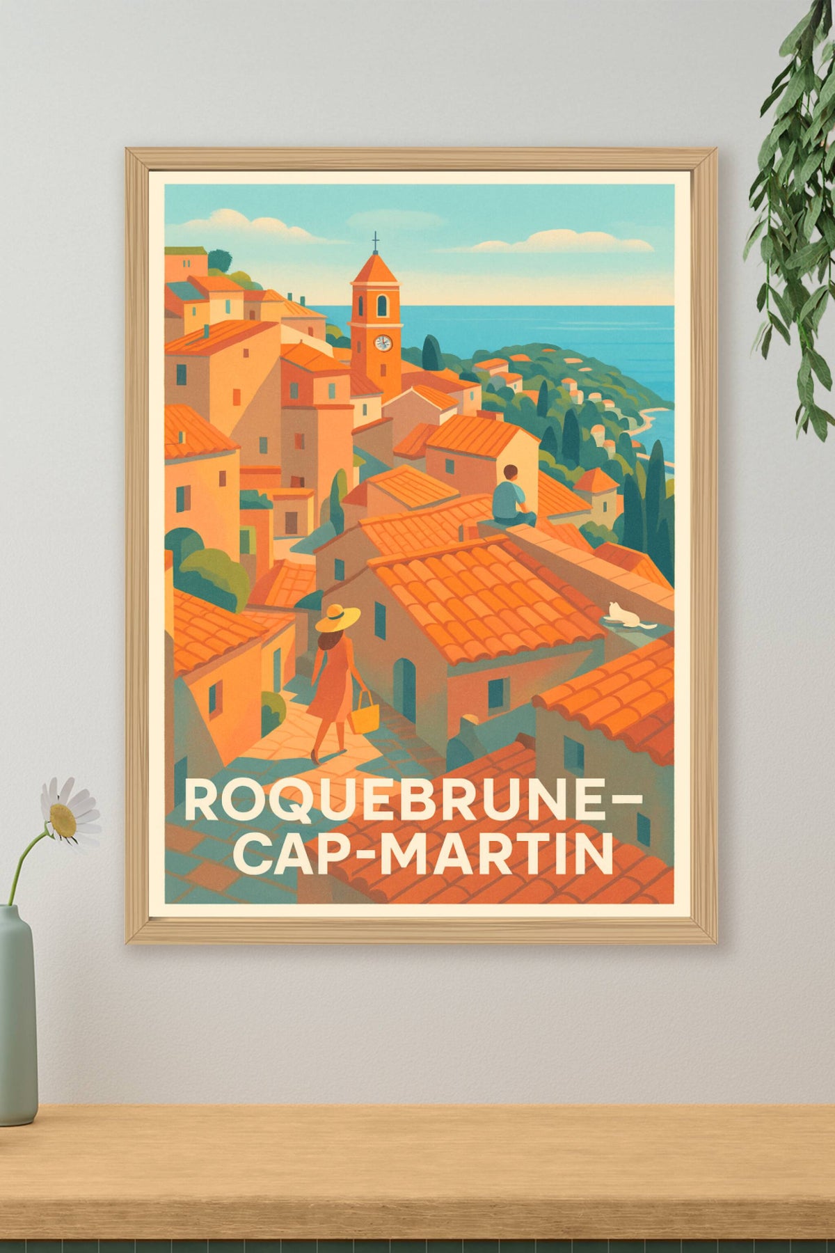 Affiche Roquebrune-Cap-Martin — Charme et lumière méditerranéenne · poster d'art de Roquebrune-Cap-Martin
