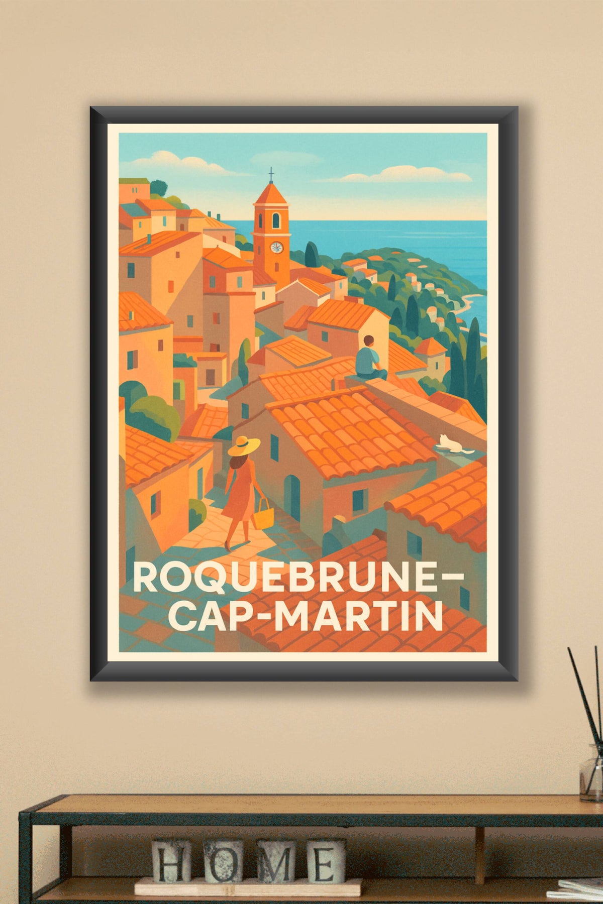 Affiche Roquebrune-Cap-Martin — Charme et lumière méditerranéenne · poster d'art de Roquebrune-Cap-Martin