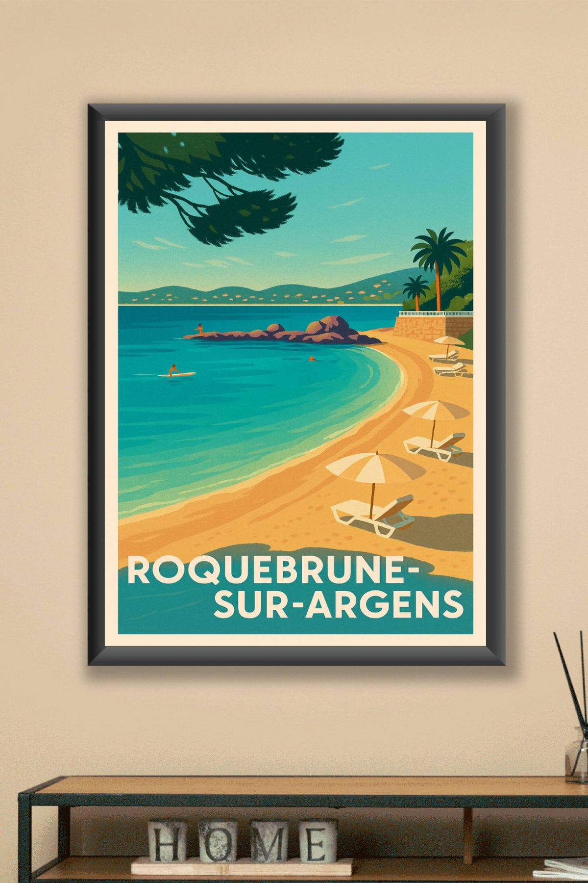 Affiche Roquebrune-sur-Argens — Évasion méditerranéenne en bord de mer · poster d'art de Roquebrune-sur-Argens
