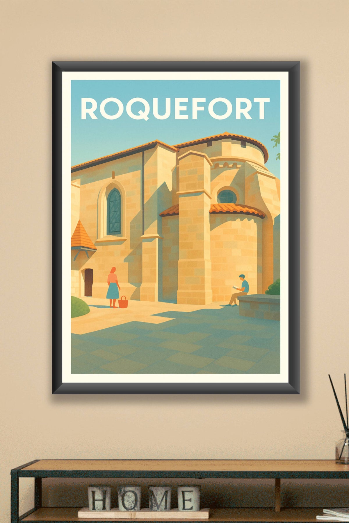 Affiche Roquefort — Charme et tranquillité médiévale · poster d'art de Roquefort