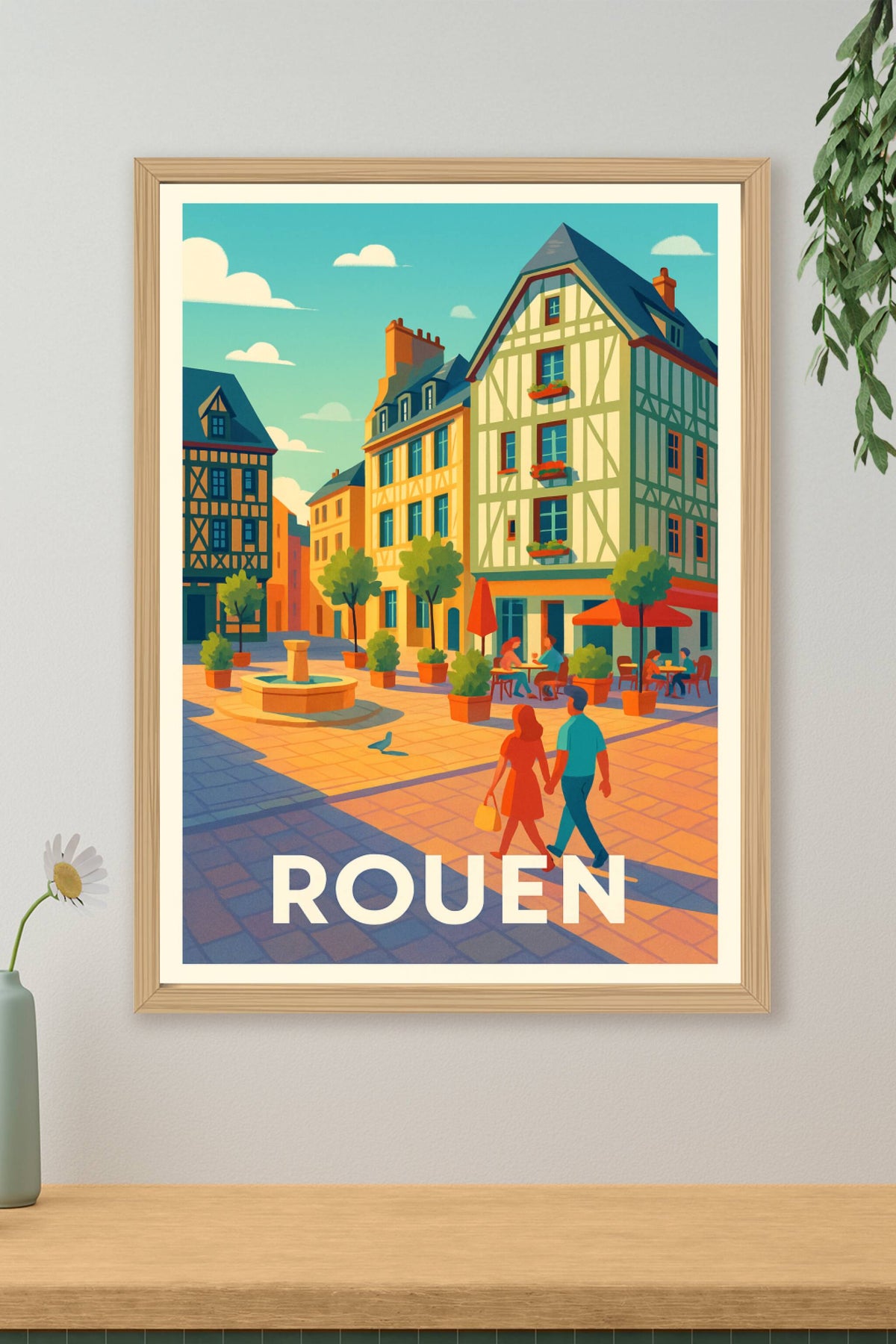 Affiche Rouen — Charme et tradition normande au cœur de la ville · poster d'art de Rouen