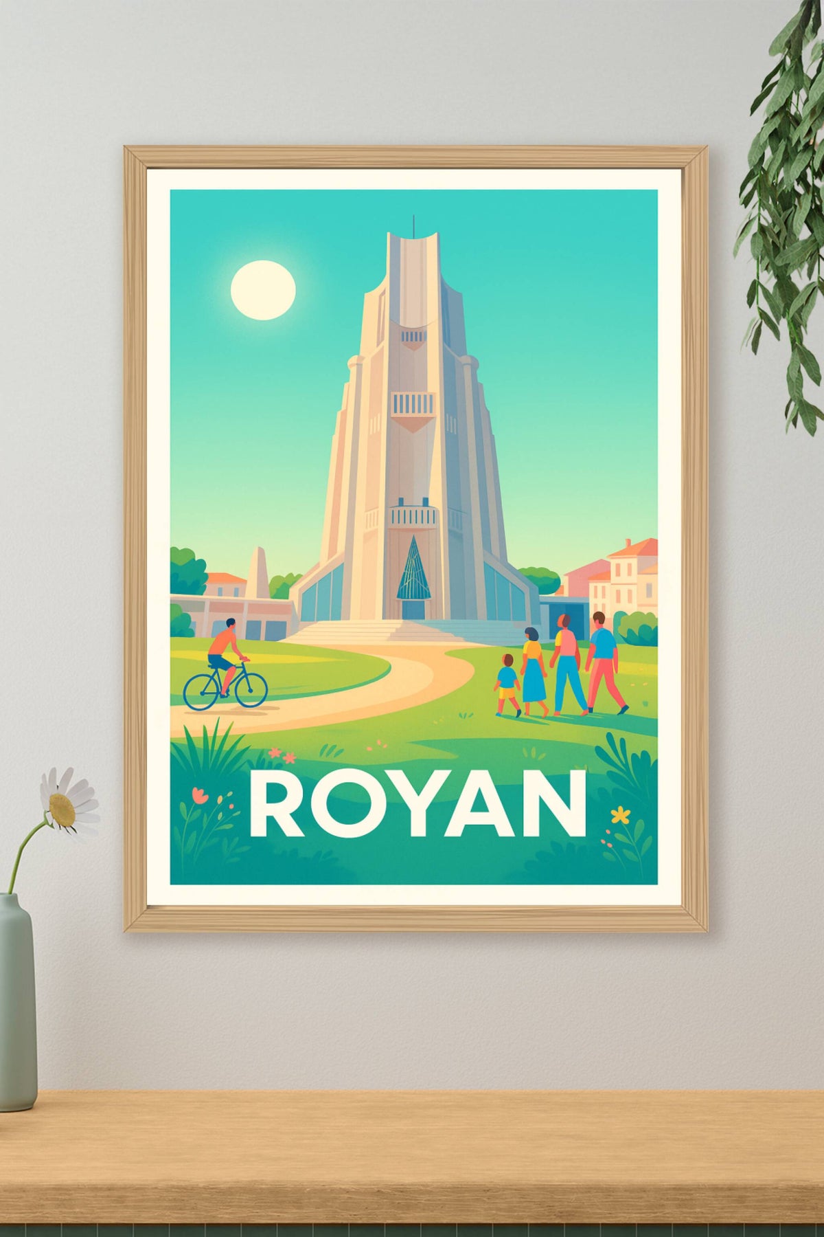 Affiche Royan — L'emblématique église Notre-Dame en pleine lumière · poster d'art de Royan