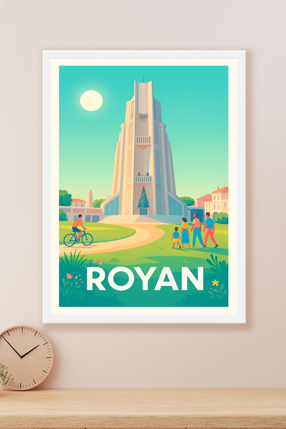Affiche Royan — L'emblématique église Notre-Dame en pleine lumière · poster d'art de Royan