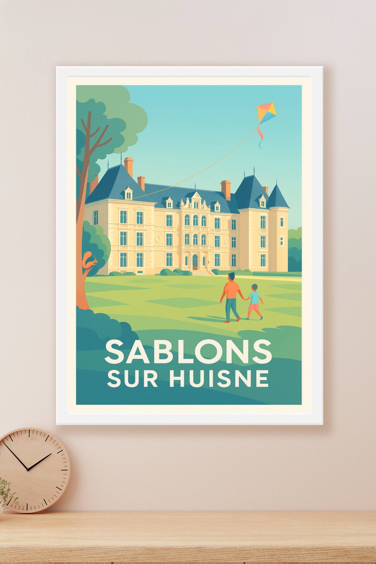 Affiche Sablons-sur-Huisne — Charme et douceur au château · poster d'art de Sablons-sur-Huisne