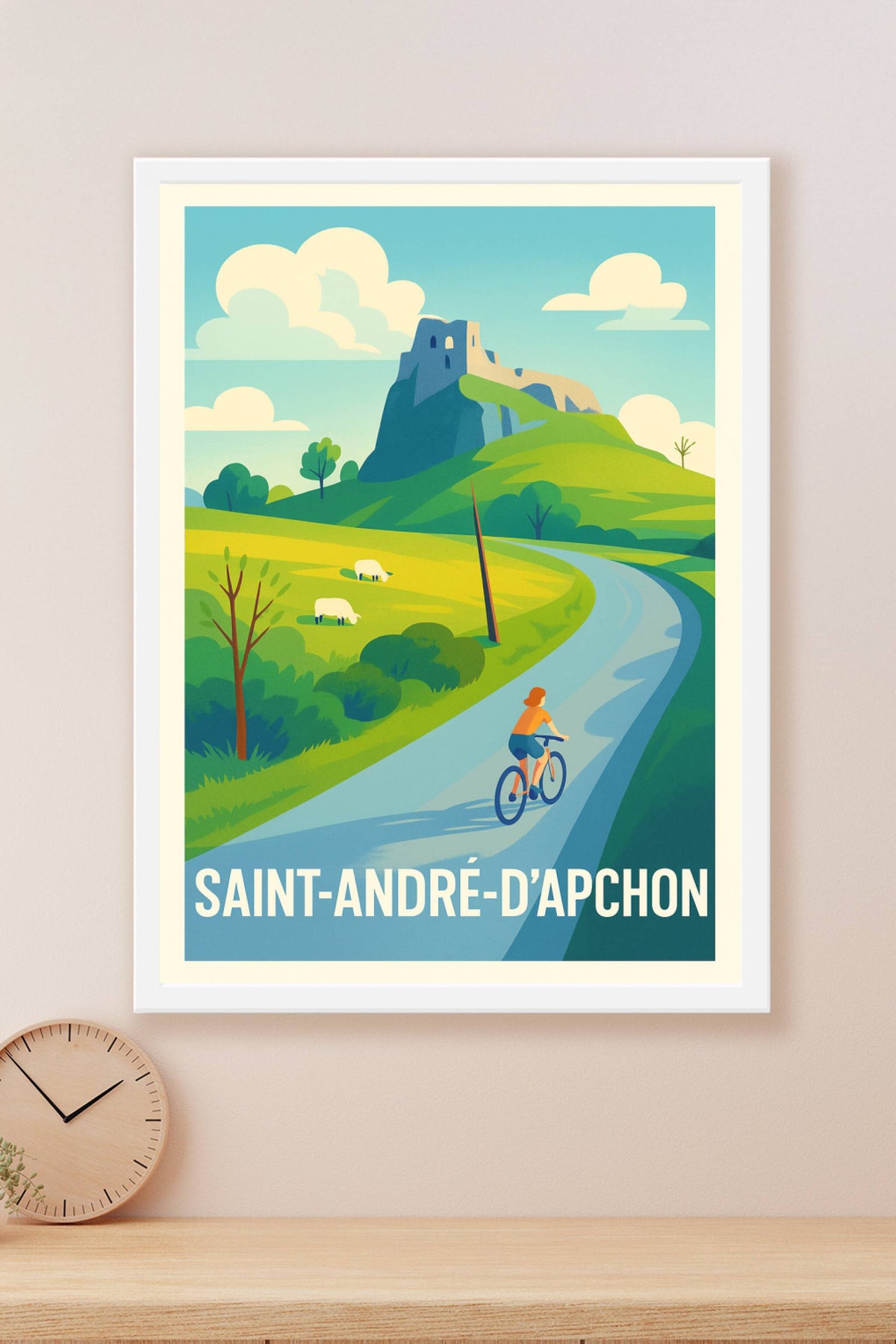 Affiche Saint-André-d'Apchon — Échappée nature à vélo · poster d'art de Saint-André-d'Apchon