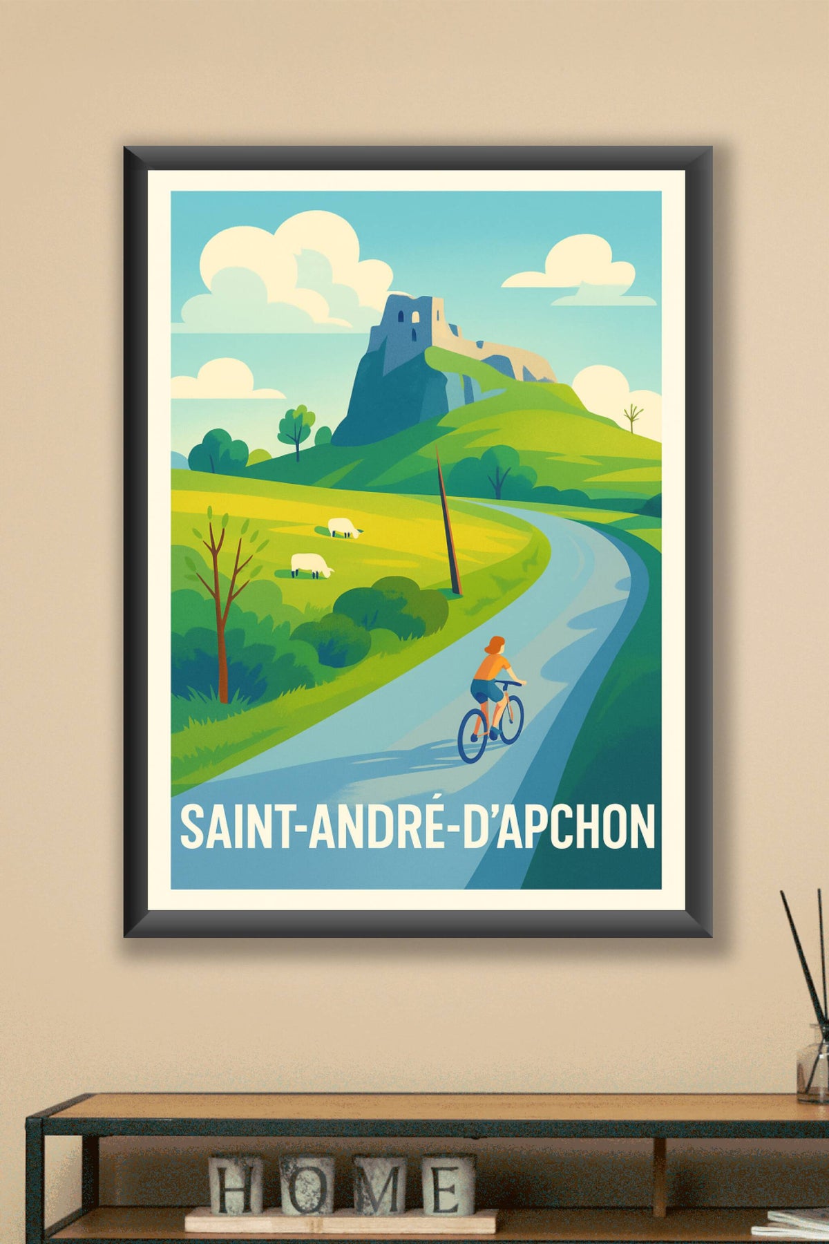 Affiche Saint-André-d'Apchon — Échappée nature à vélo · poster d'art de Saint-André-d'Apchon