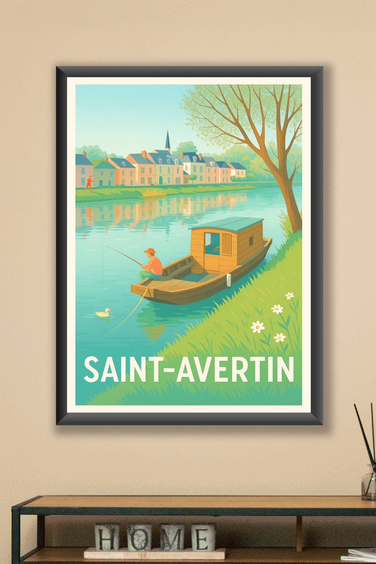 Affiche Saint-Avertin — Douceur de vie au fil de l'eau · poster d'art de Saint-Avertin