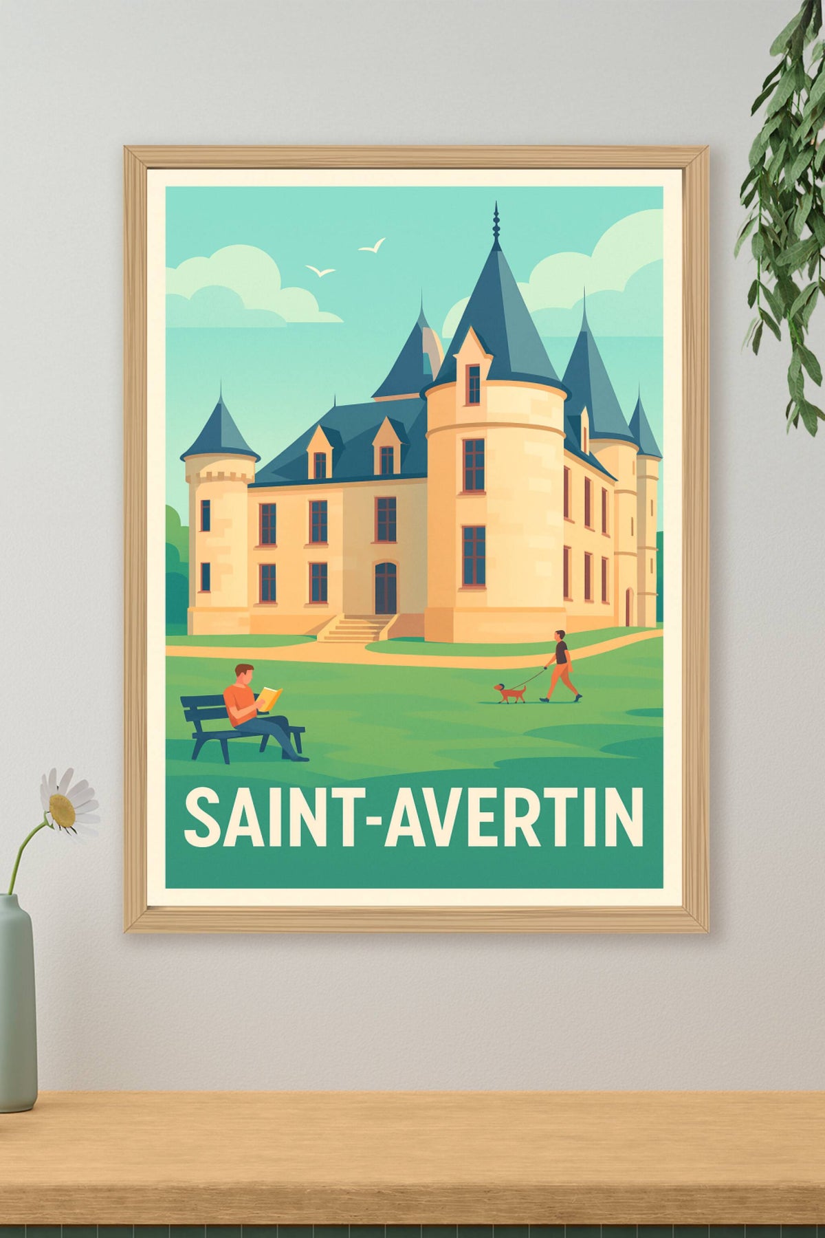 Affiche Saint-Avertin — Charme et sérénité au château · poster d'art de Saint-Avertin
