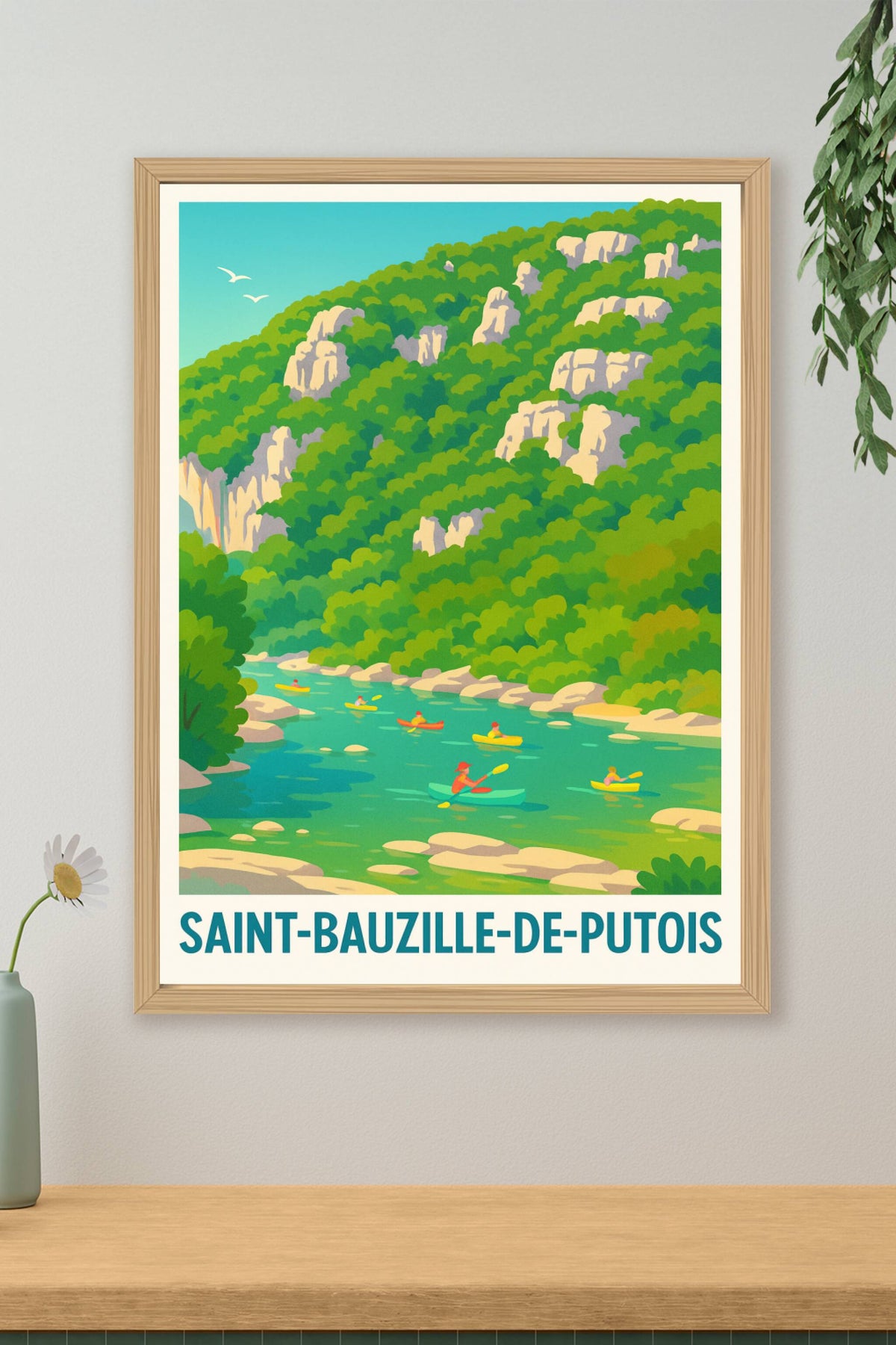 Affiche Saint-Bauzille-de-Putois — Aventure et Nature au fil de l'eau · poster d'art de Saint-Bauzille-de-Putois