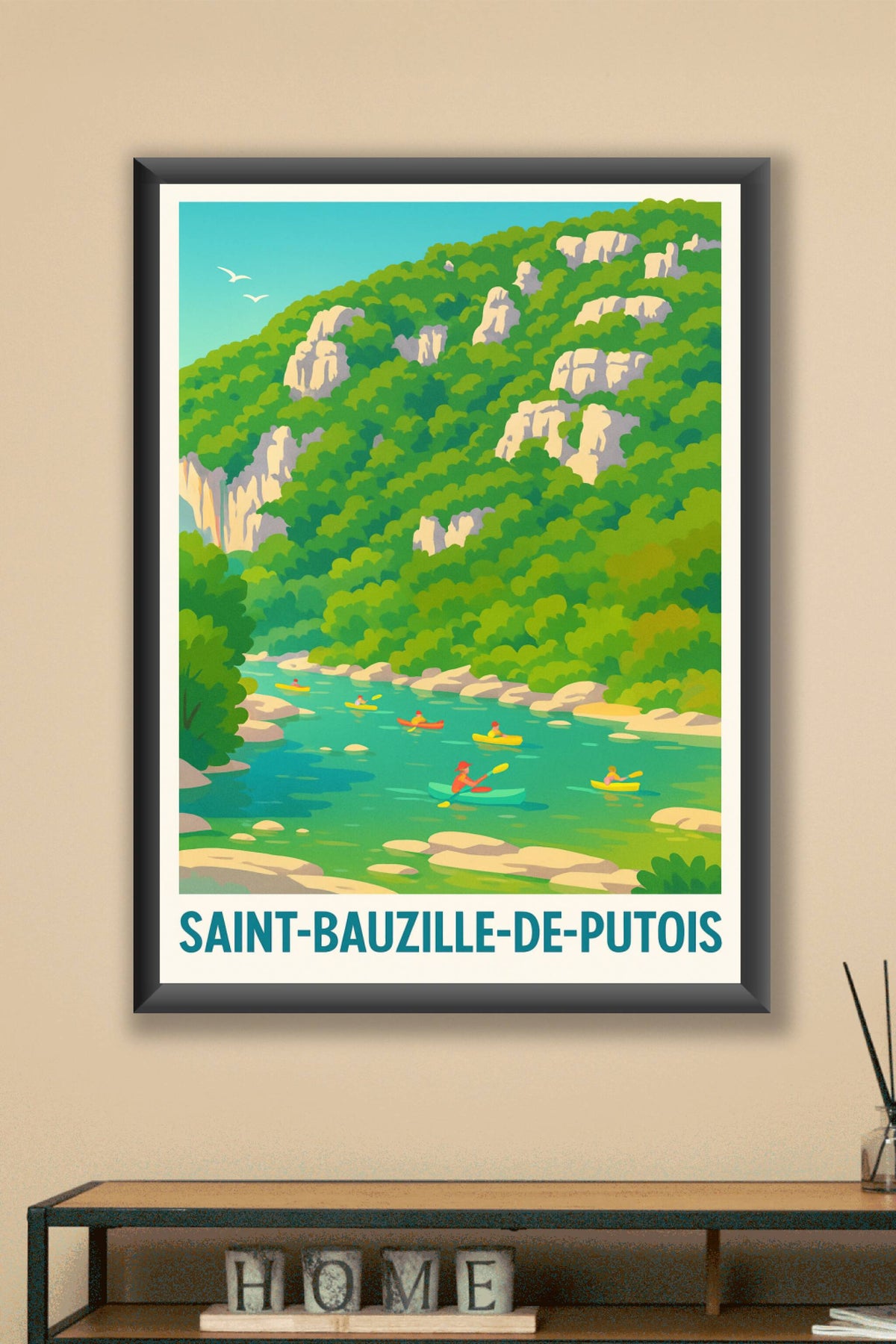 Affiche Saint-Bauzille-de-Putois — Aventure et Nature au fil de l'eau · poster d'art de Saint-Bauzille-de-Putois