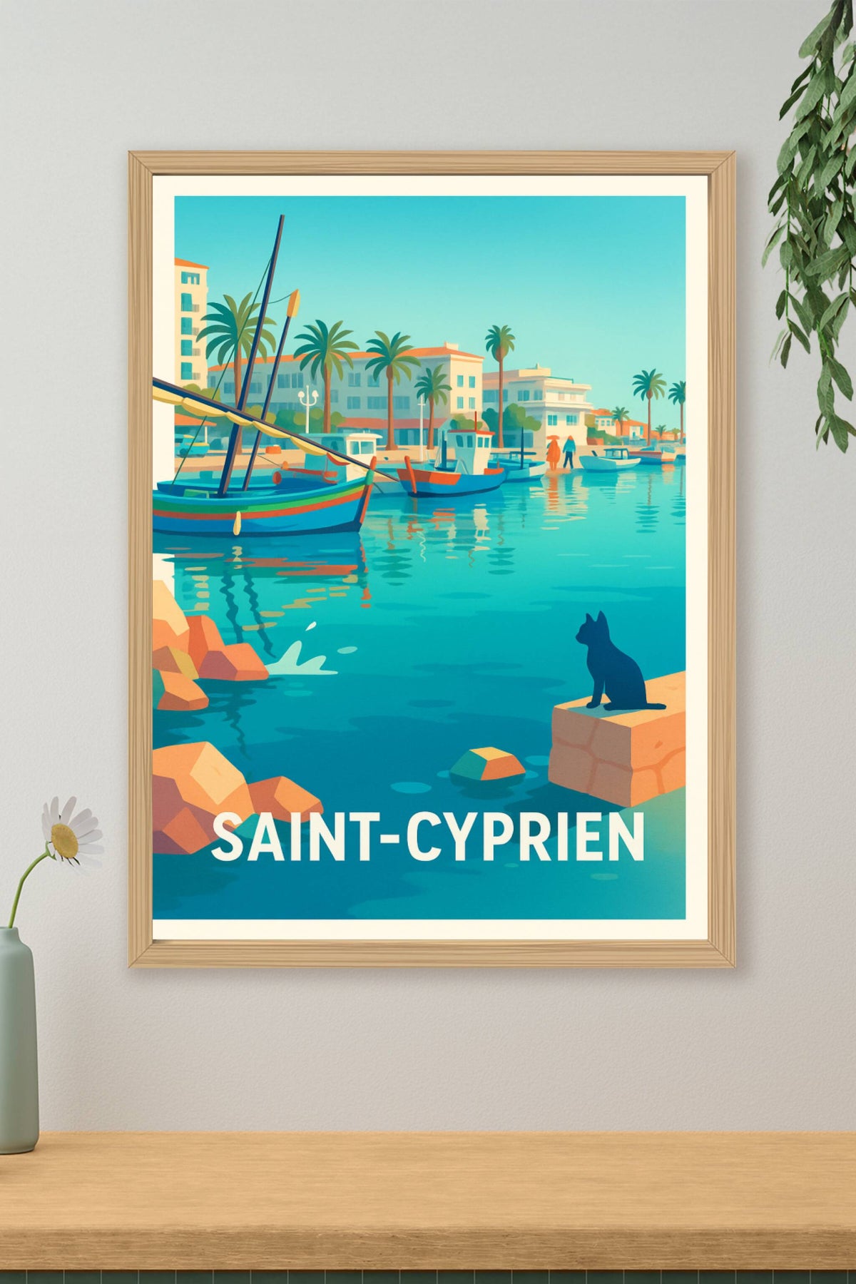 Affiche Saint-Cyprien — Tranquillité et charme méditerranéen · poster d'art de Saint-Cyprien