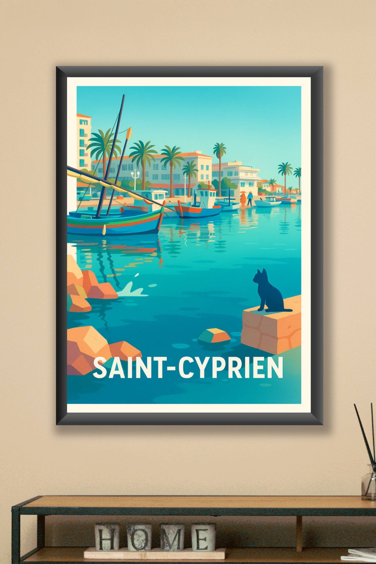 Affiche Saint-Cyprien — Tranquillité et charme méditerranéen · poster d'art de Saint-Cyprien