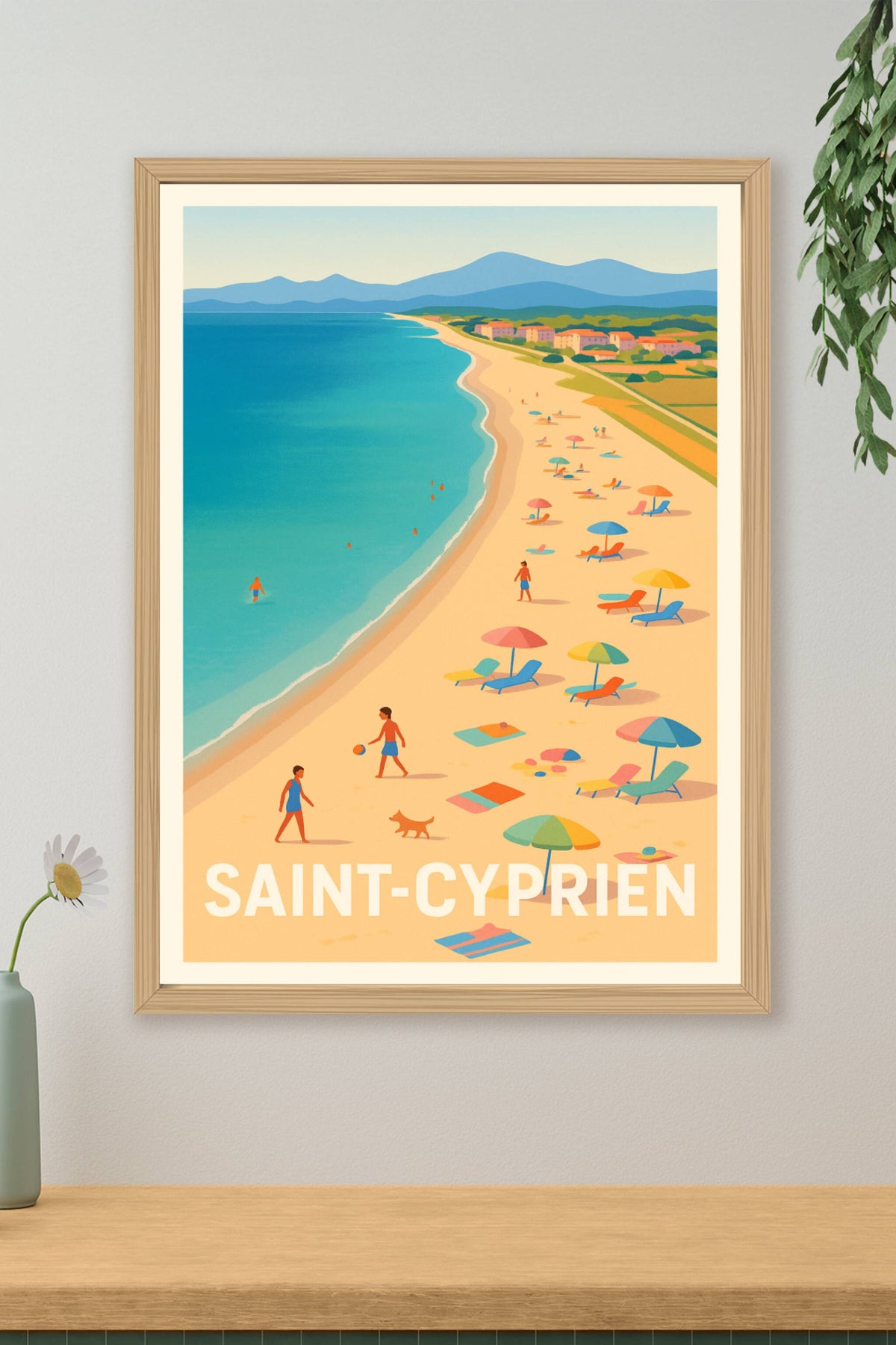 Affiche Saint-Cyprien — Évasion ensoleillée au bord de la mer · poster d'art de Saint-Cyprien
