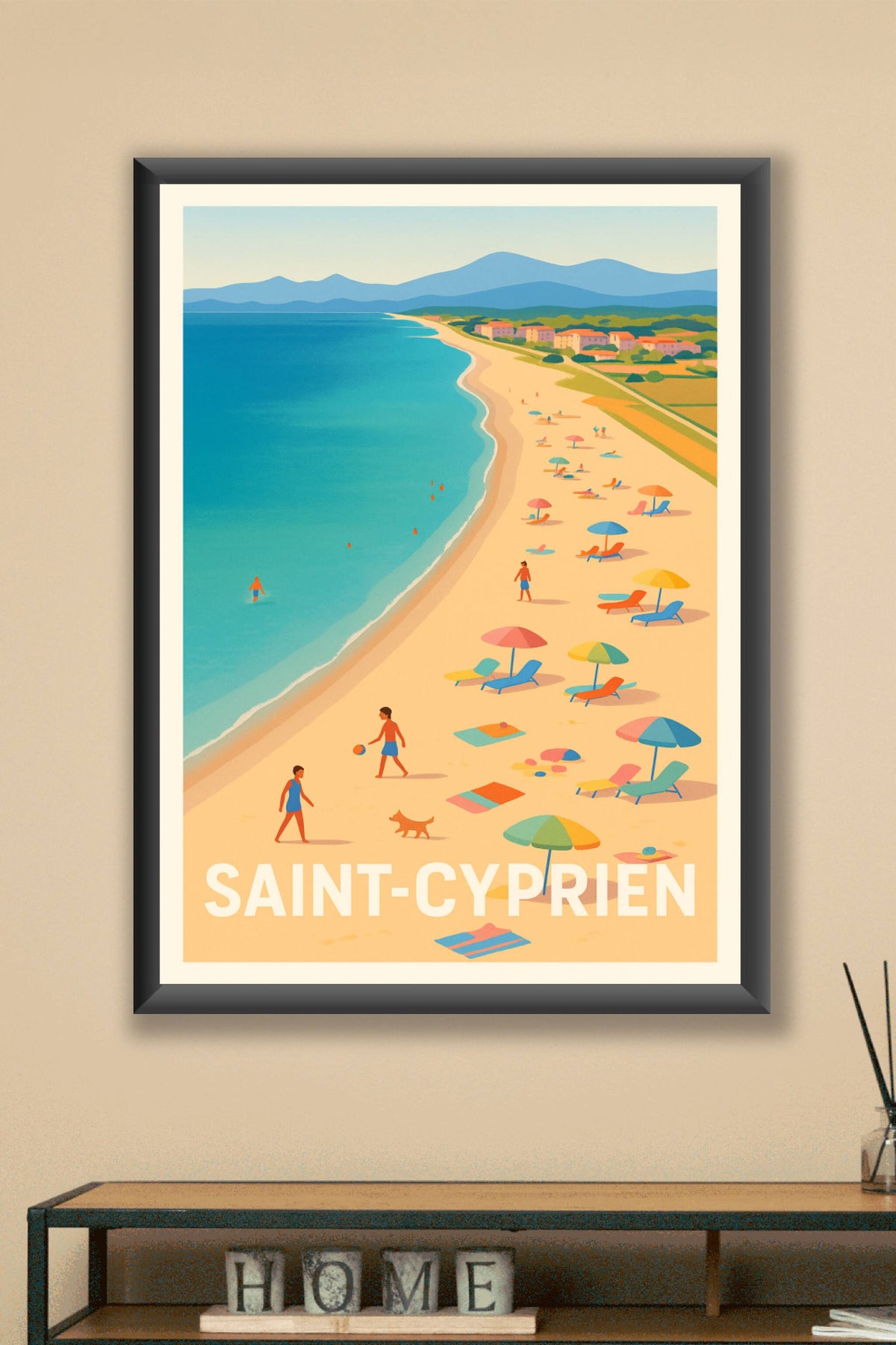 Affiche Saint-Cyprien — Évasion ensoleillée au bord de la mer · poster d'art de Saint-Cyprien