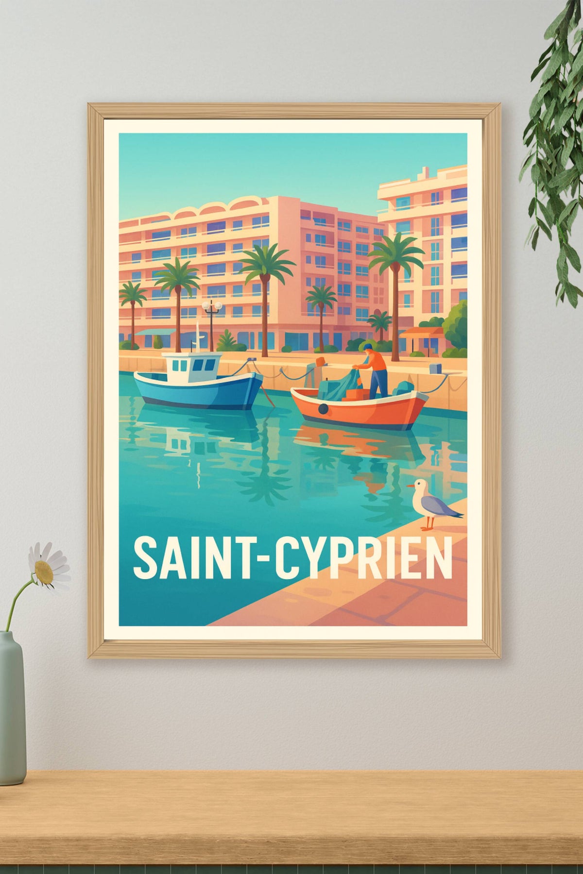Affiche Saint-Cyprien — L'élégance méditerranéenne au bord de l'eau · poster d'art de Saint-Cyprien