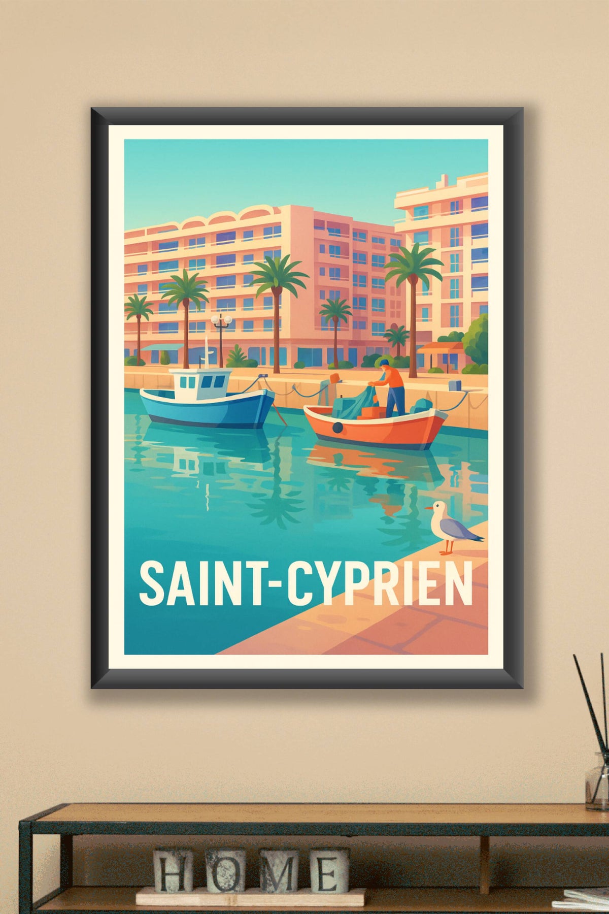 Affiche Saint-Cyprien — L'élégance méditerranéenne au bord de l'eau · poster d'art de Saint-Cyprien