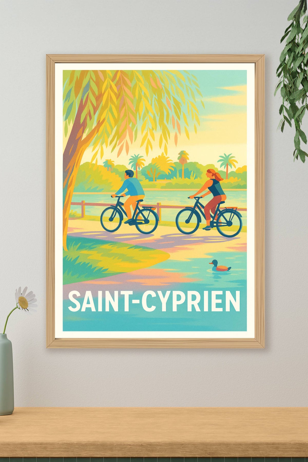 Affiche Saint-Cyprien — Douceur et balade au fil de l'eau · poster d'art de Saint-Cyprien
