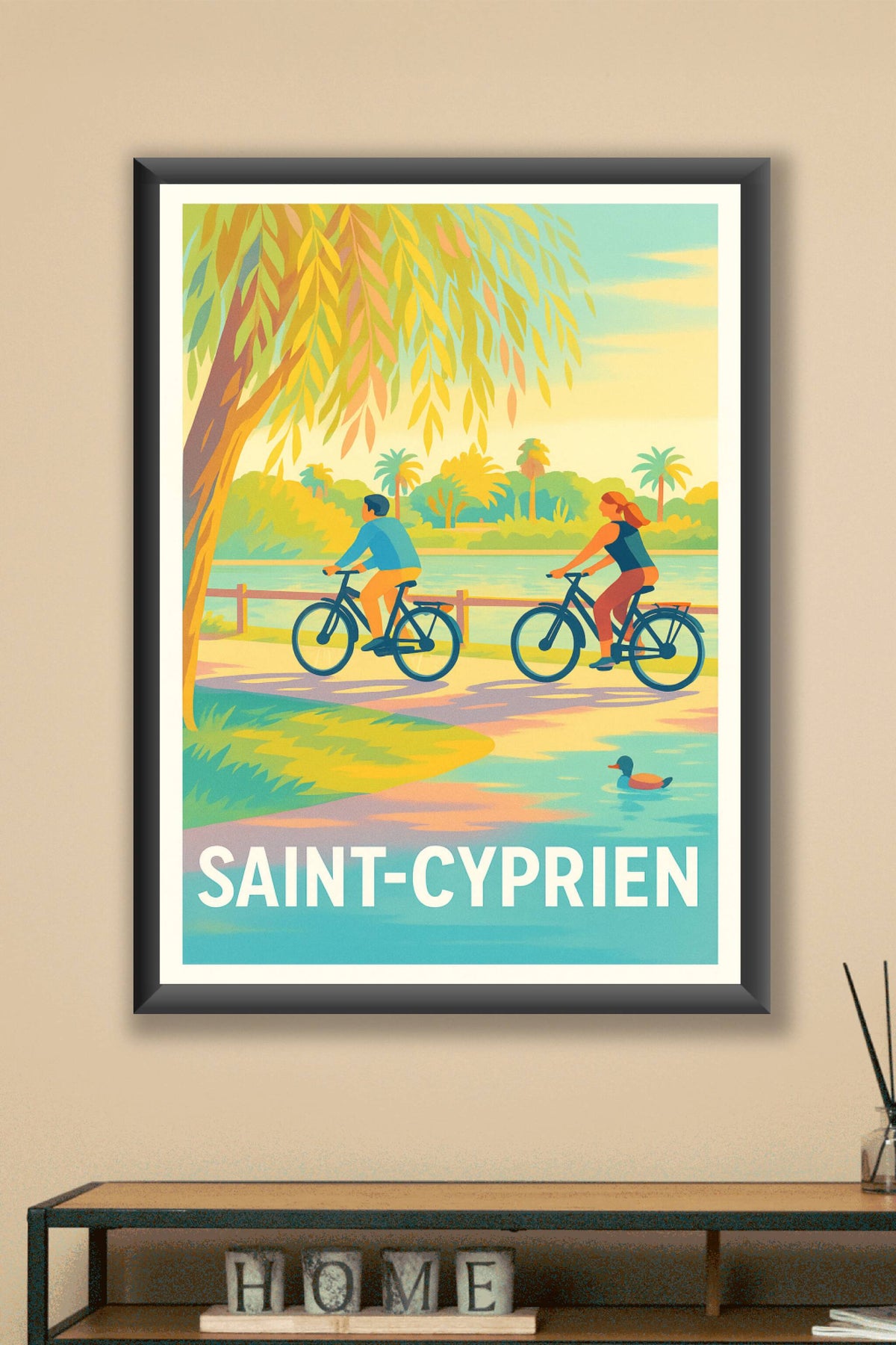 Affiche Saint-Cyprien — Douceur et balade au fil de l'eau · poster d'art de Saint-Cyprien