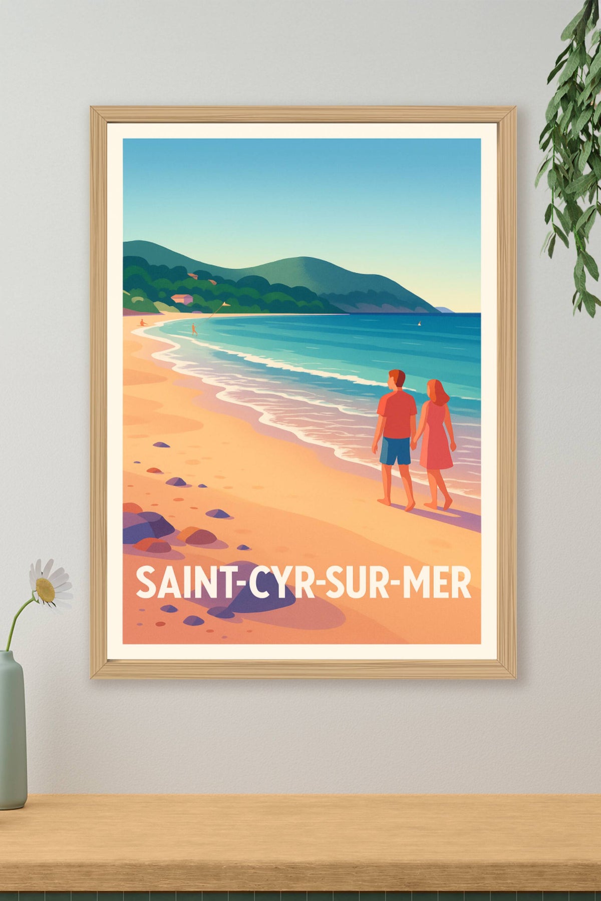 Affiche Saint-Cyr-sur-Mer — Promenade romantique au bord de la Méditerranée · poster d'art de Saint-Cyr-sur-Mer