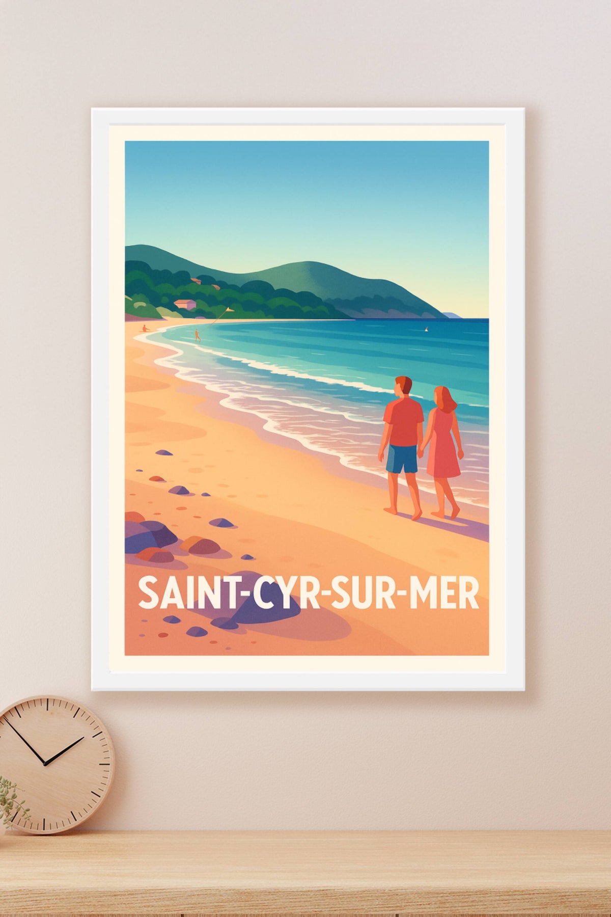 Affiche Saint-Cyr-sur-Mer — Promenade romantique au bord de la Méditerranée · poster d'art de Saint-Cyr-sur-Mer