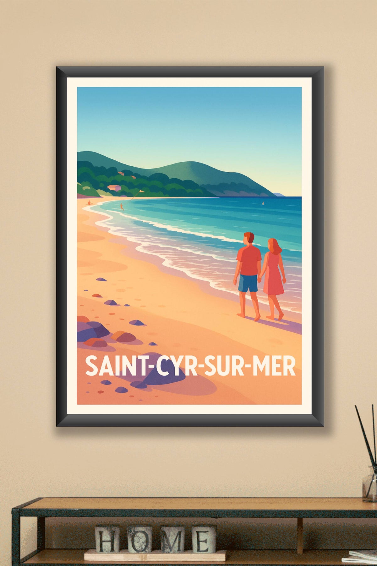 Affiche Saint-Cyr-sur-Mer — Promenade romantique au bord de la Méditerranée · poster d'art de Saint-Cyr-sur-Mer