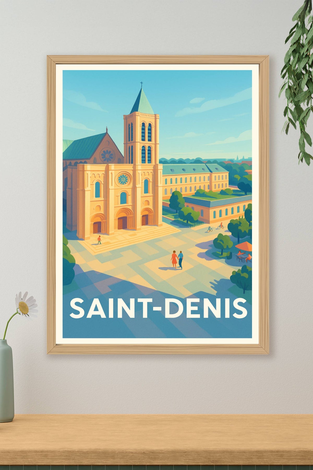 Affiche Saint-Denis — Charme et patrimoine au pied de la basilique · poster d'art de Saint-Denis