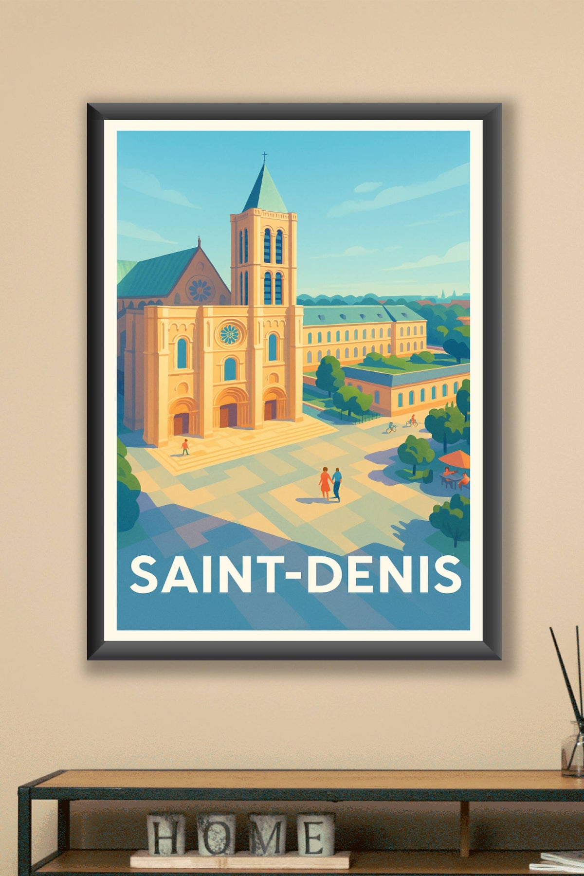 Affiche Saint-Denis — Charme et patrimoine au pied de la basilique · poster d'art de Saint-Denis