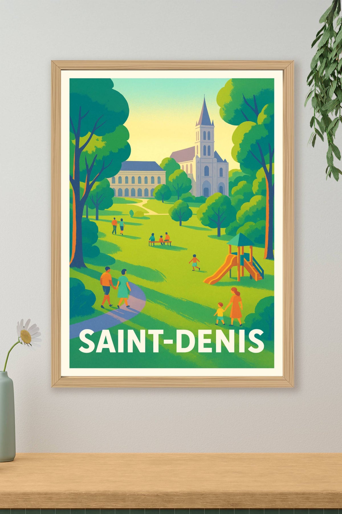 Affiche Saint-Denis — Un havre de verdure et de sérénité · poster d'art de Saint-Denis