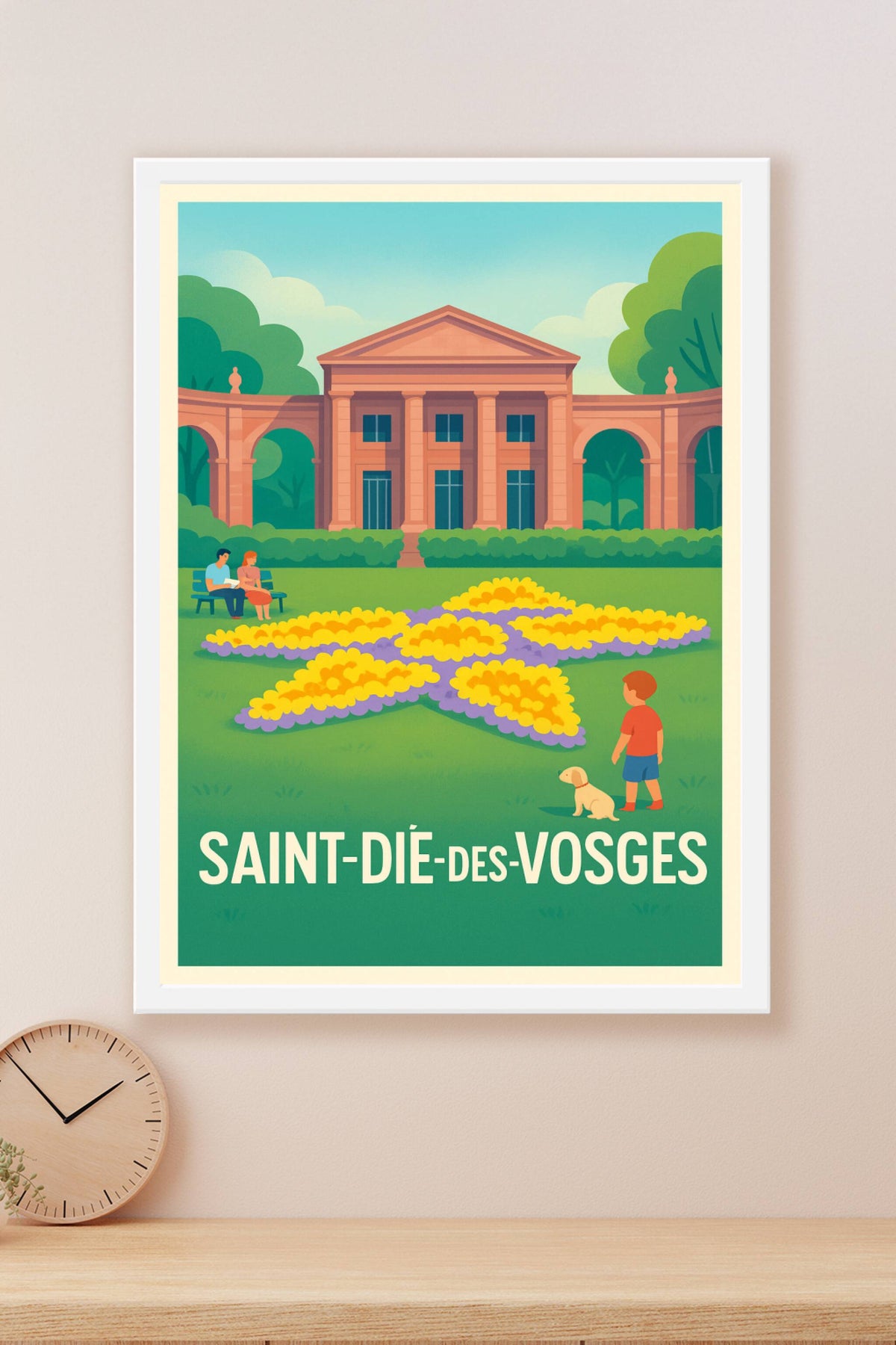 Affiche Saint-Dié-des-Vosges — Charme et sérénité au jardin floral · poster d'art de Saint-Dié-des-Vosges