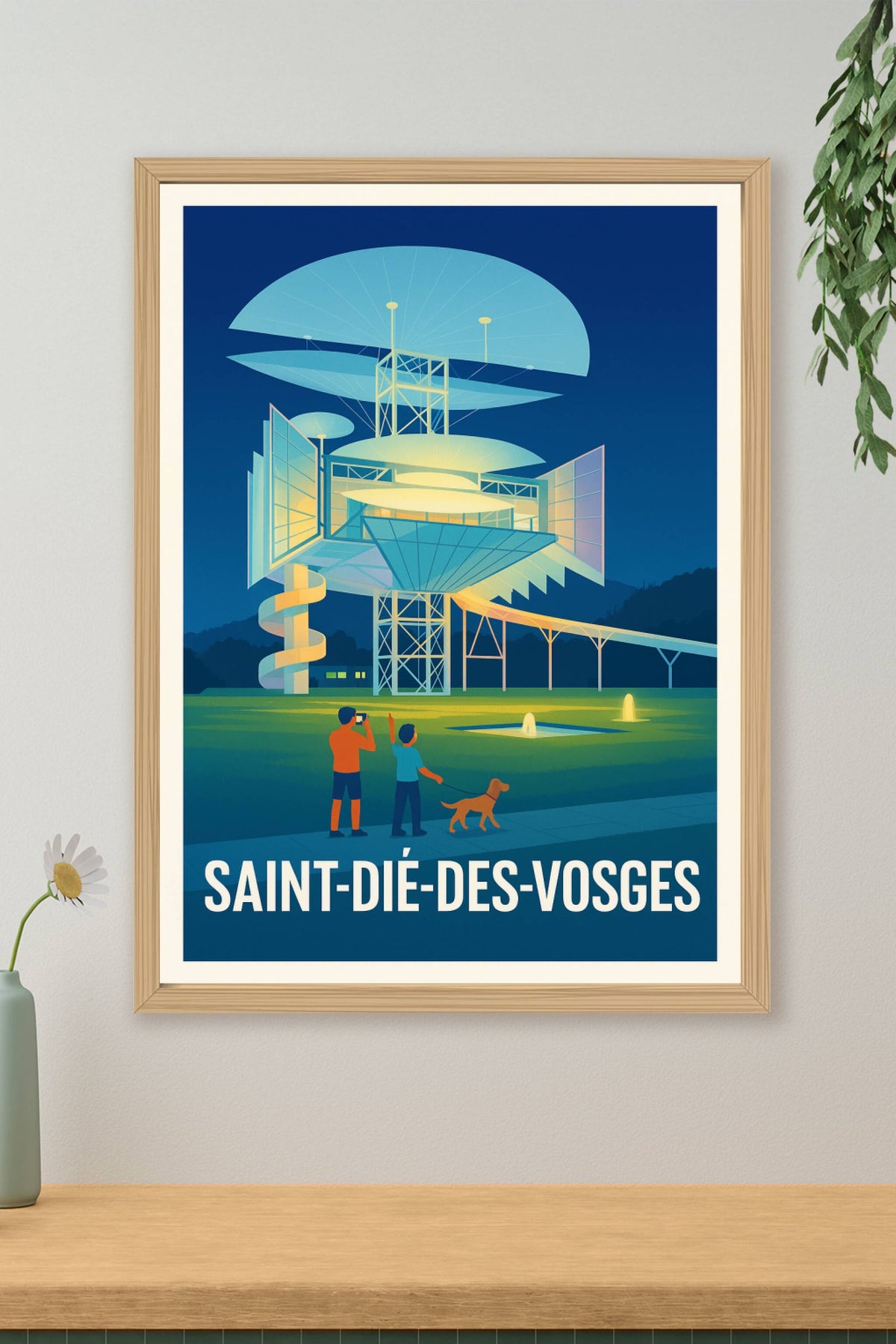 Affiche Saint-Dié-des-Vosges — Découverte architecturale nocturne · poster d'art de Saint-Dié-des-Vosges