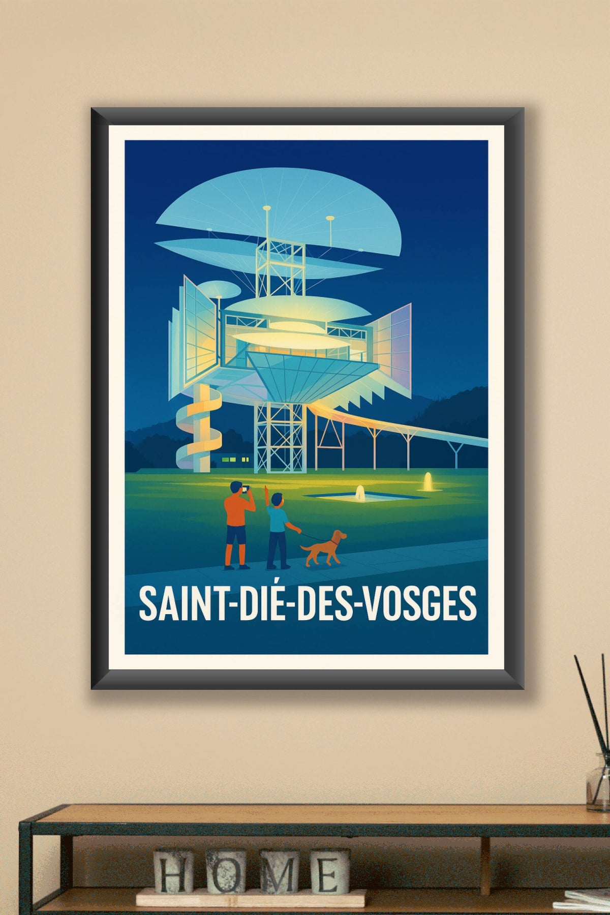 Affiche Saint-Dié-des-Vosges — Découverte architecturale nocturne · poster d'art de Saint-Dié-des-Vosges