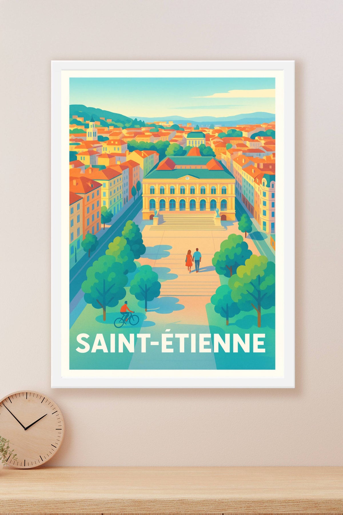 Affiche Saint-Étienne — Balade au cœur de la ville historique · poster d'art de Saint-Étienne