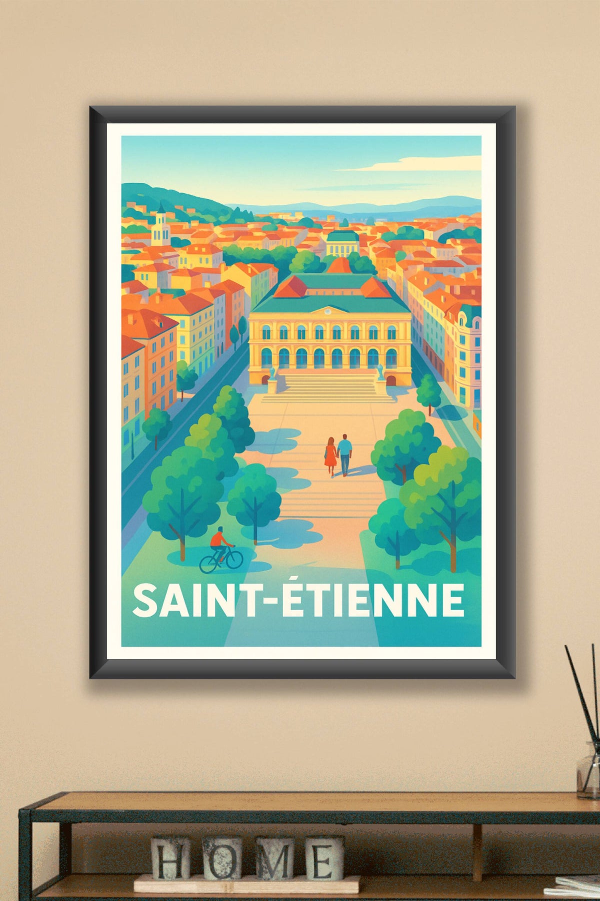 Affiche Saint-Étienne — Balade au cœur de la ville historique · poster d'art de Saint-Étienne