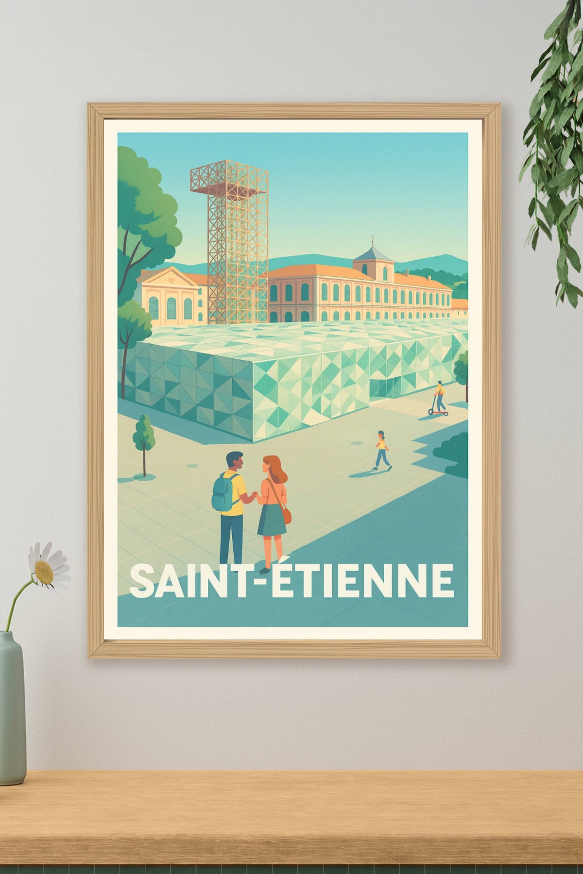 Affiche Saint-Étienne — Modernité et charme urbain · poster d'art de Saint-Étienne