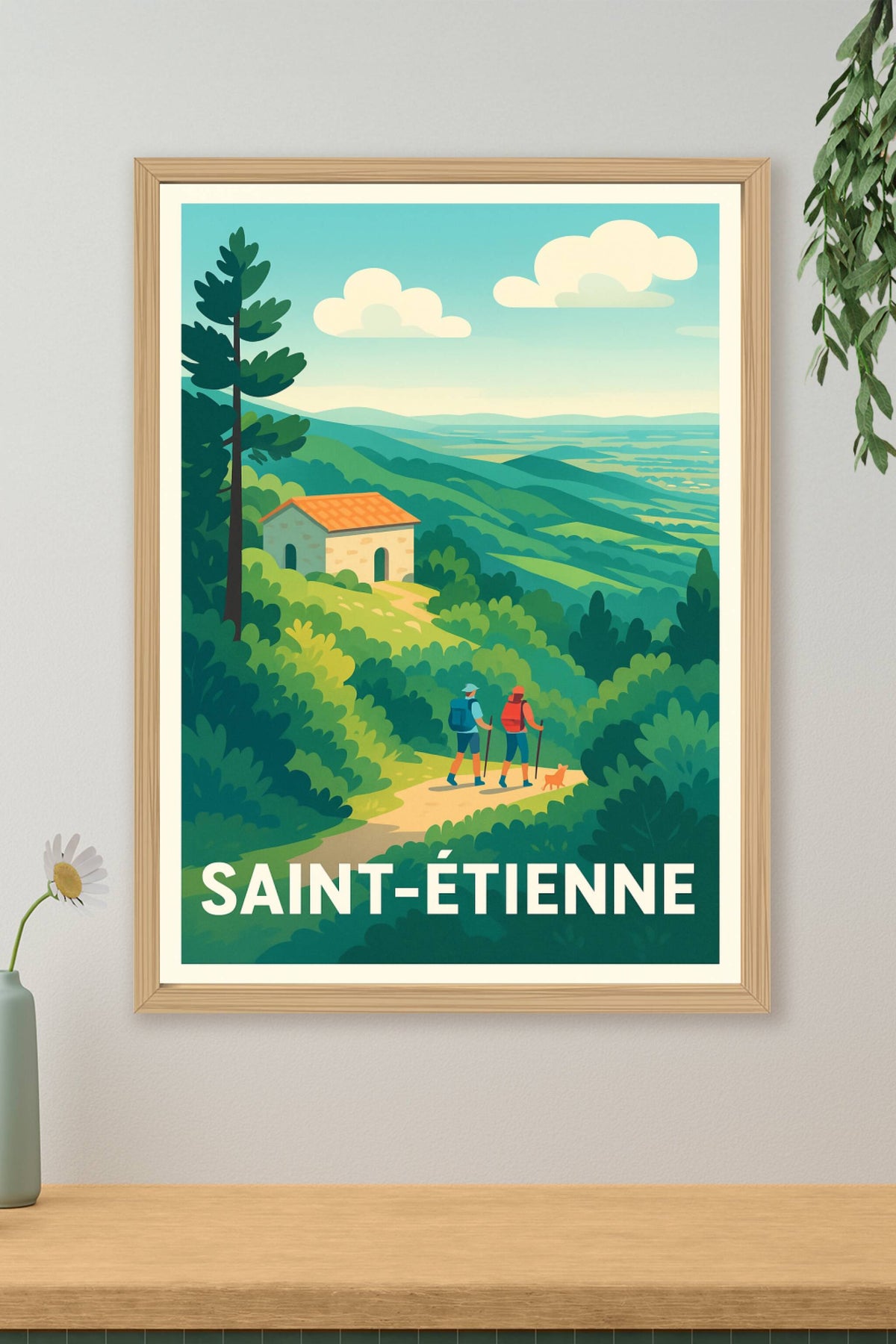 Affiche Saint-Étienne — Évasion et nature en douceur · poster d'art de Saint-Étienne