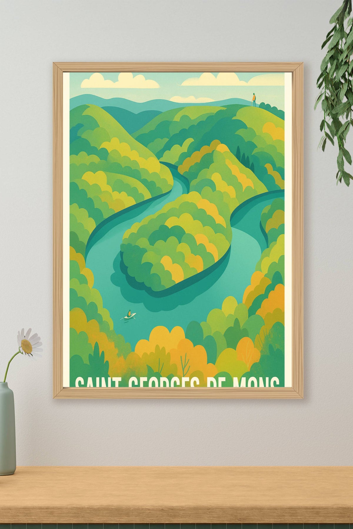 Affiche Saint-Georges-de-Mons — Harmonie nature et rivière sinueuse · poster d'art de Saint-Georges-de-Mons