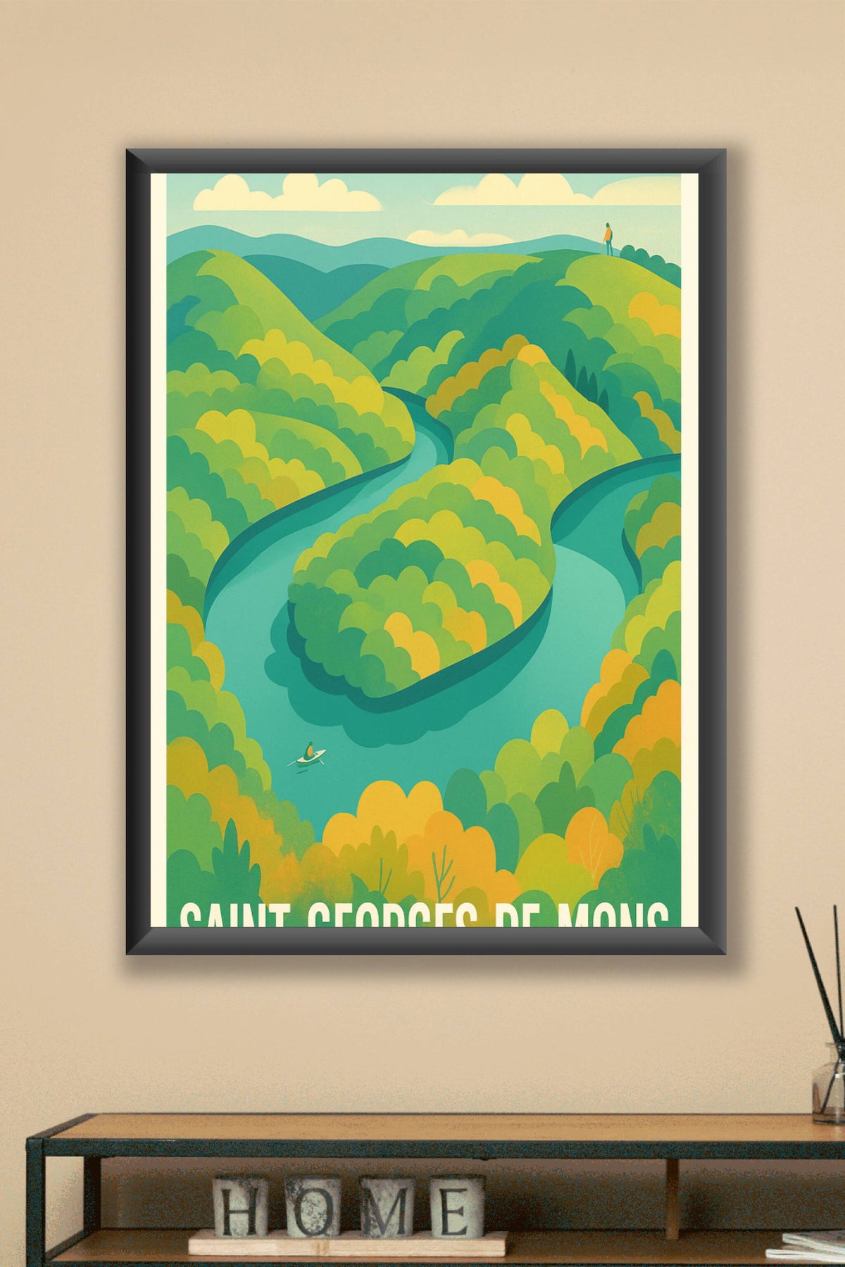Affiche Saint-Georges-de-Mons — Harmonie nature et rivière sinueuse · poster d'art de Saint-Georges-de-Mons