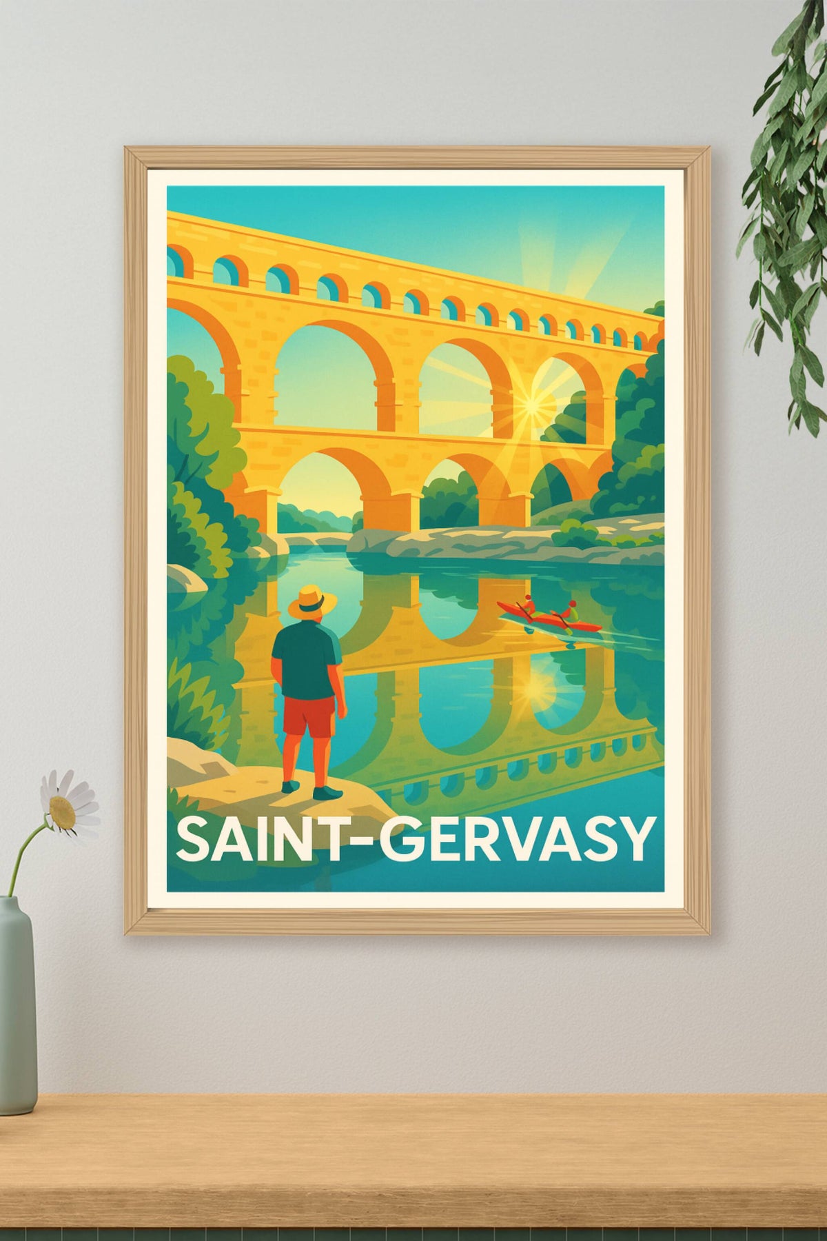 Affiche Saint-Gervasy — L'éclat du Pont du Gard au soleil couchant · poster d'art de Saint-Gervasy