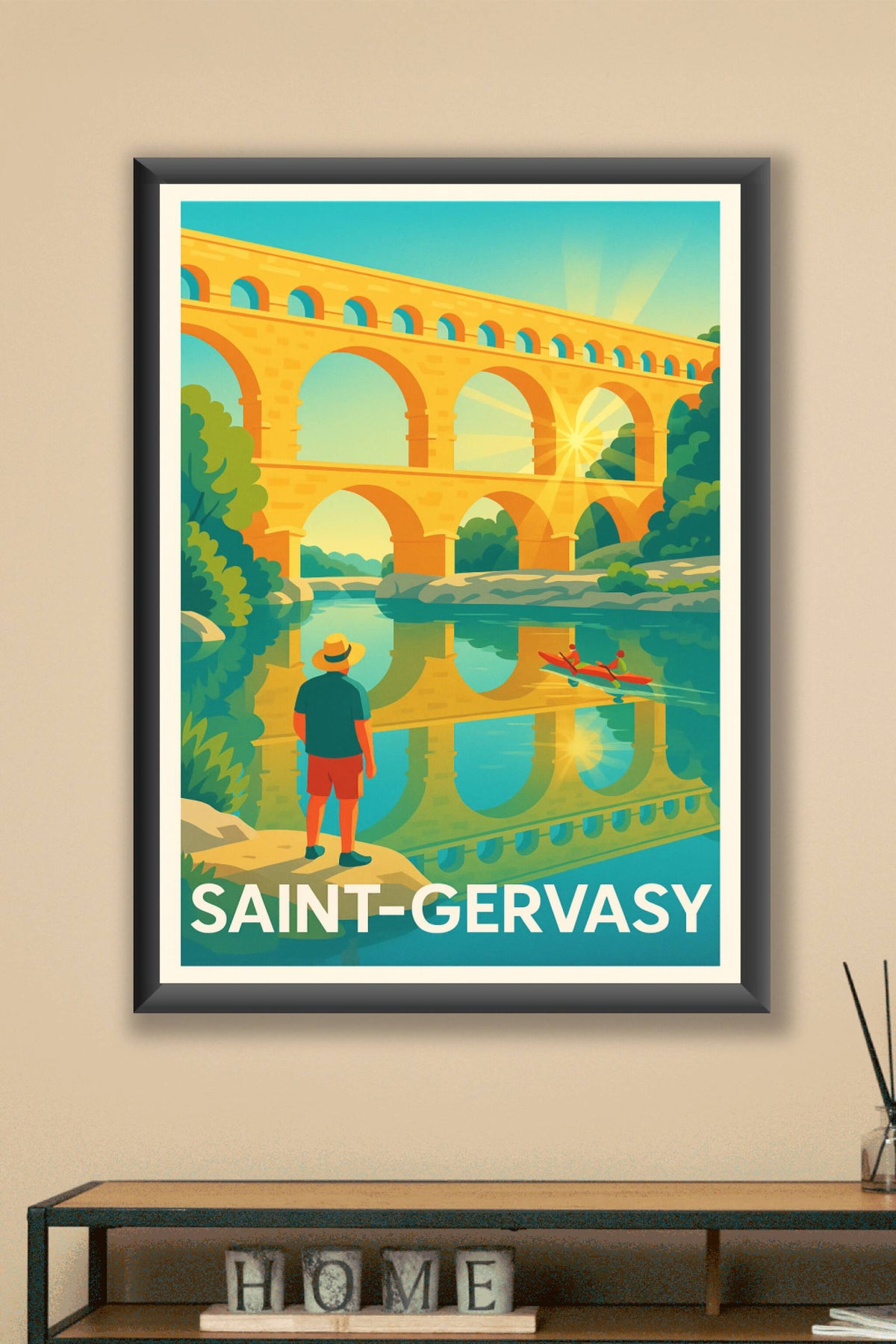 Affiche Saint-Gervasy — L'éclat du Pont du Gard au soleil couchant · poster d'art de Saint-Gervasy
