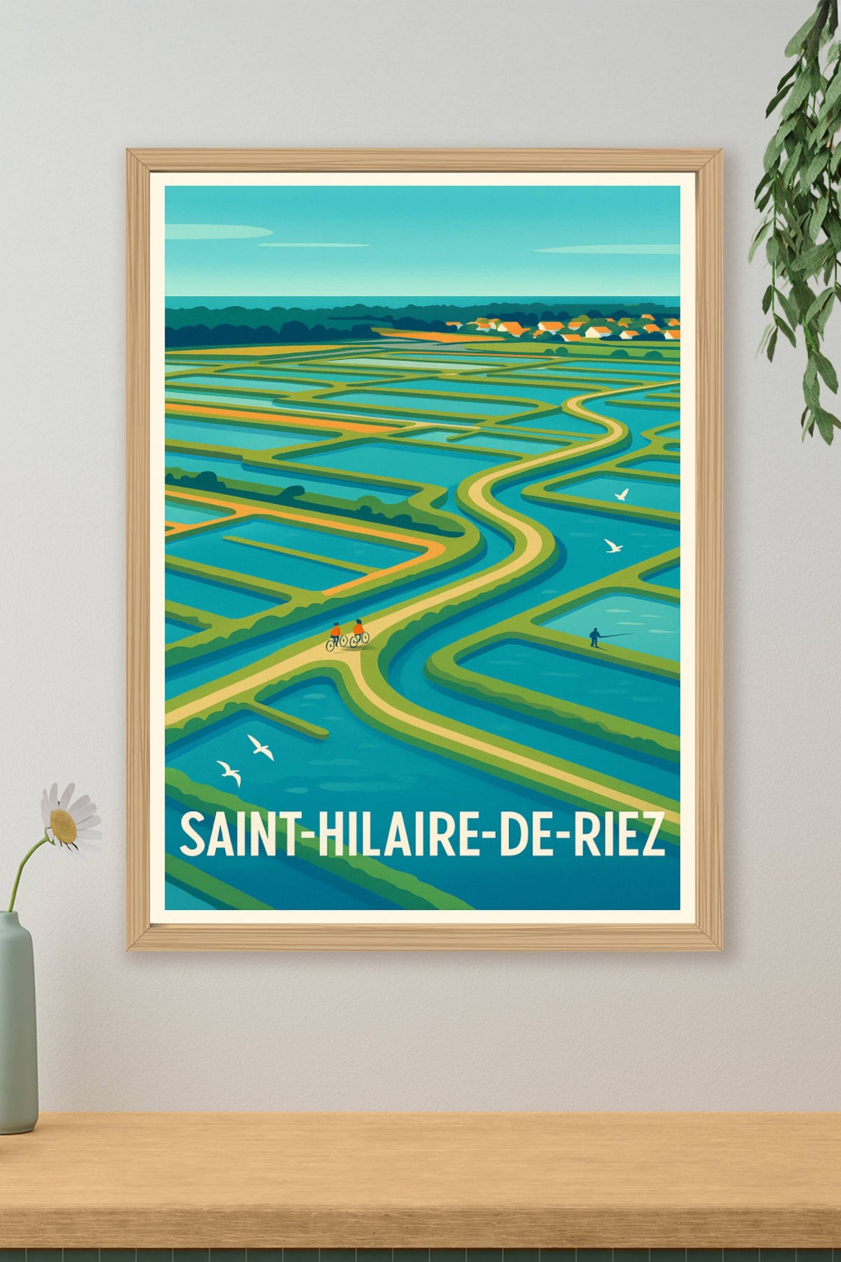 Affiche Saint-Hilaire-de-Riez — Évasion nature entre marais et océan · poster d'art de Saint-Hilaire-de-Riez