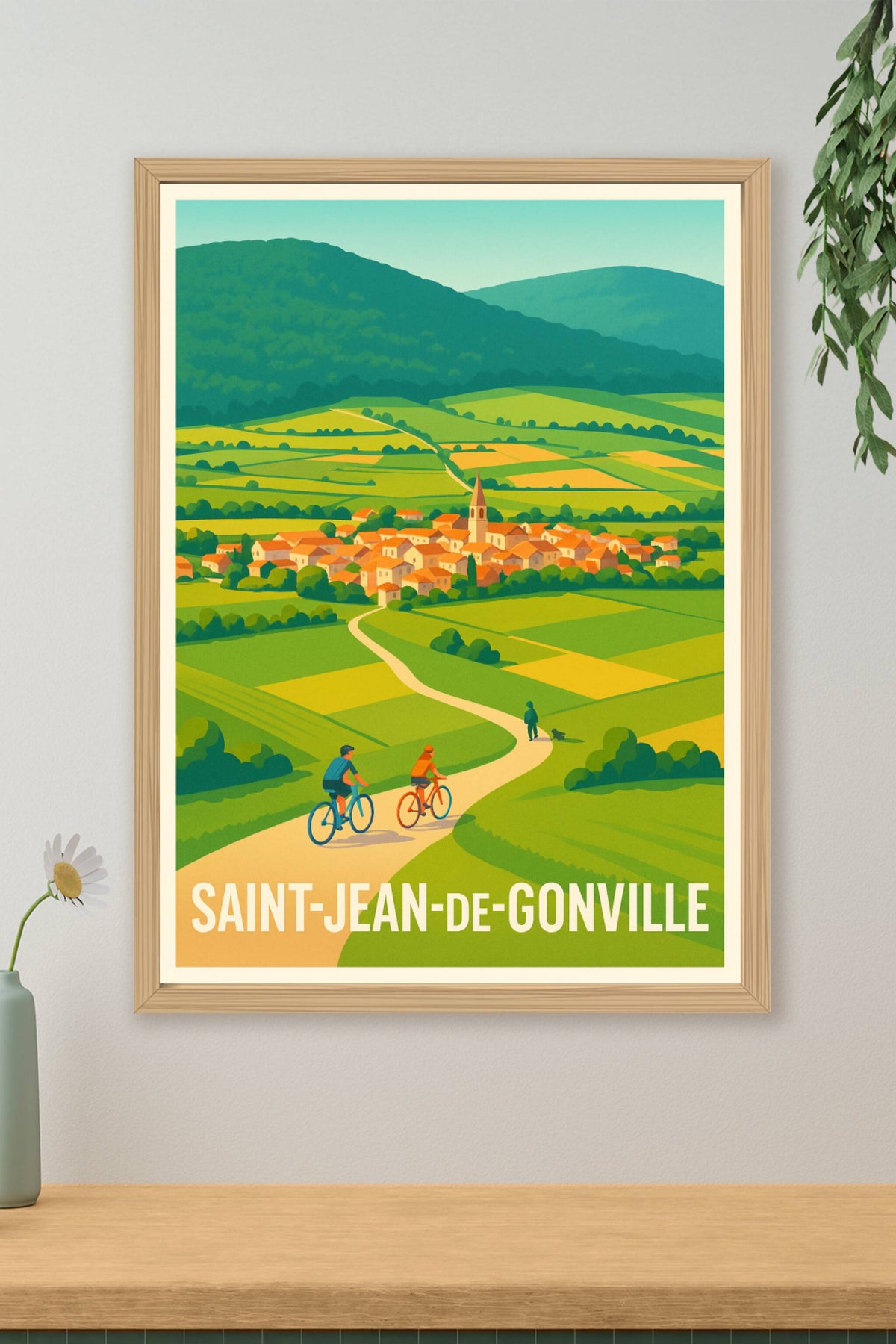 Affiche Saint-Jean-de-Gonville — Escapade champêtre à vélo · poster d'art de Saint-Jean-de-Gonville