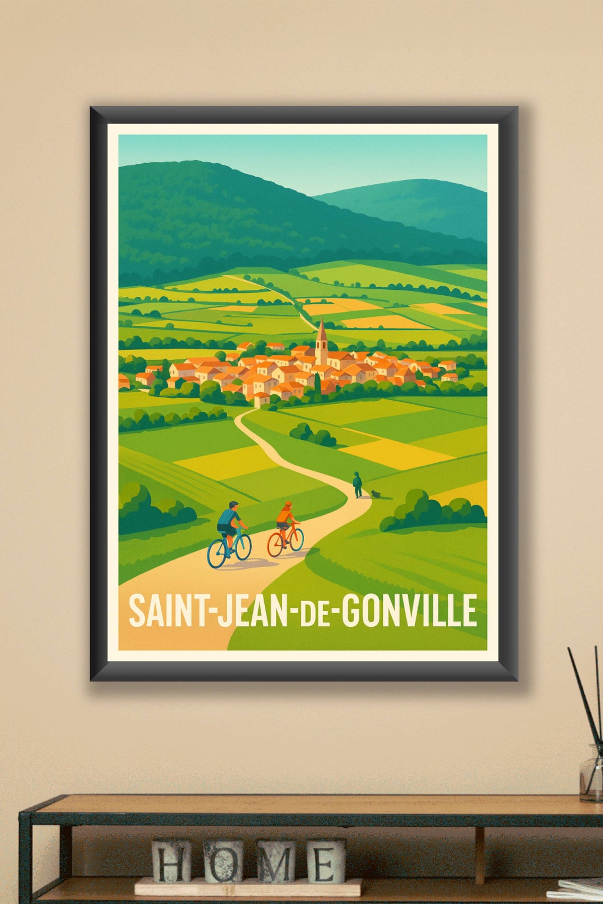 Affiche Saint-Jean-de-Gonville — Escapade champêtre à vélo · poster d'art de Saint-Jean-de-Gonville