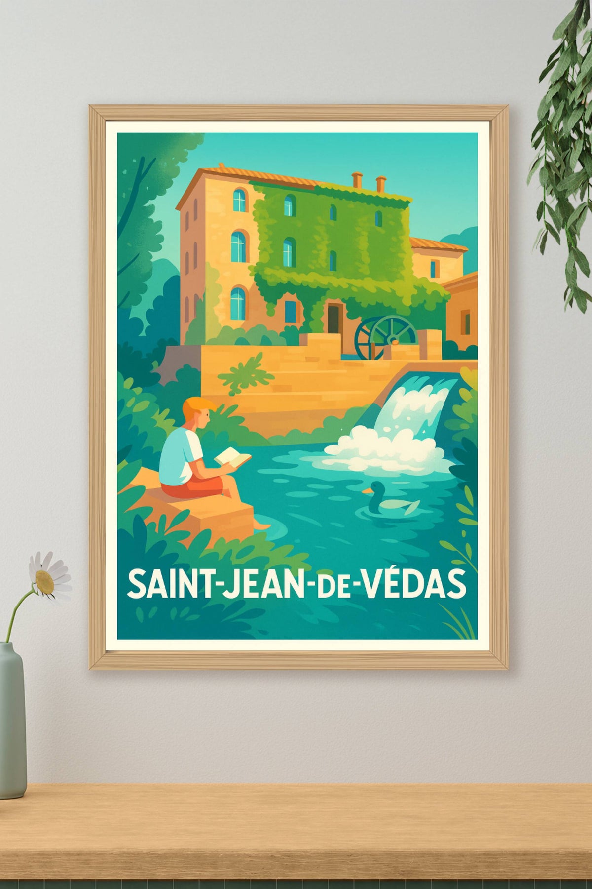 Affiche Saint-Jean-de-Védas — Havre de paix au bord de l'eau · poster d'art de Saint-Jean-de-Védas
